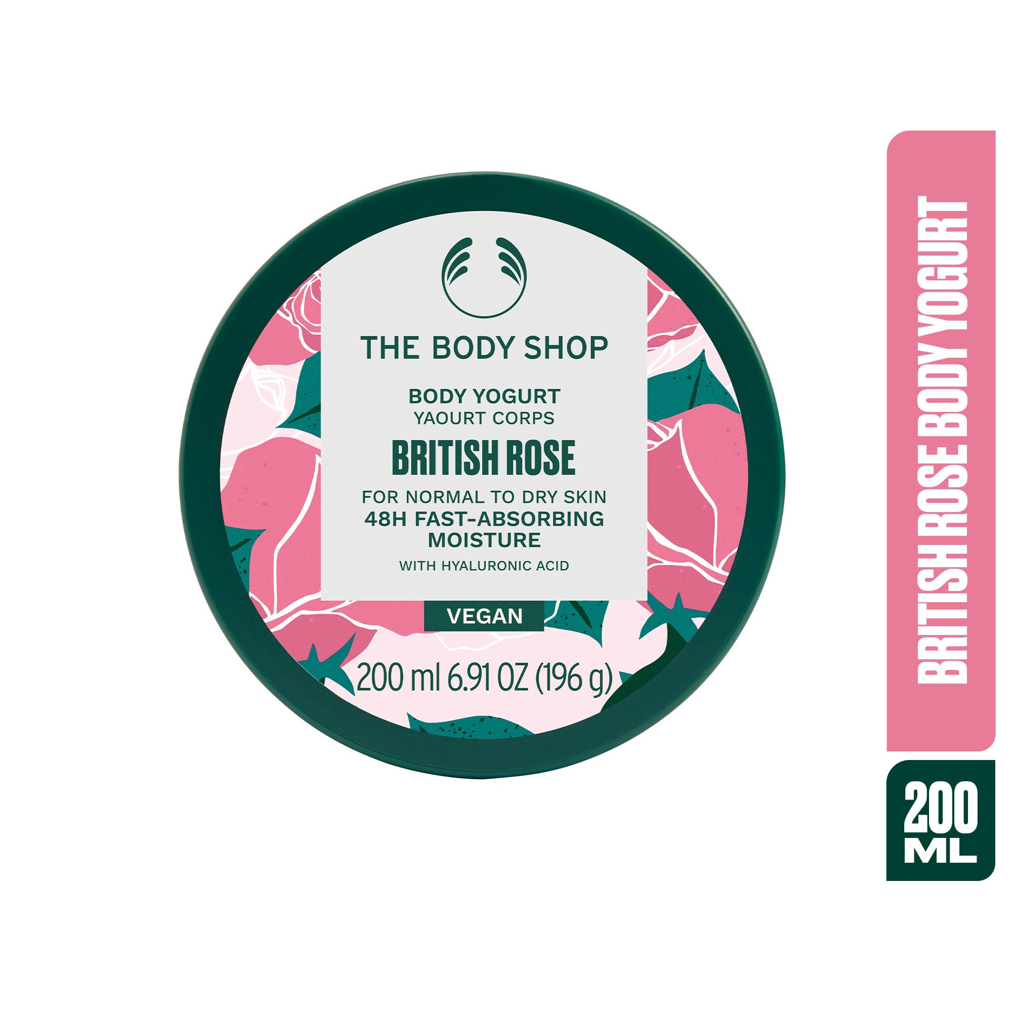 The Body Shop British Rose Body Yogurt, 48hr Moisturizer, 100% Vegan, 6.91 Fl.Oz