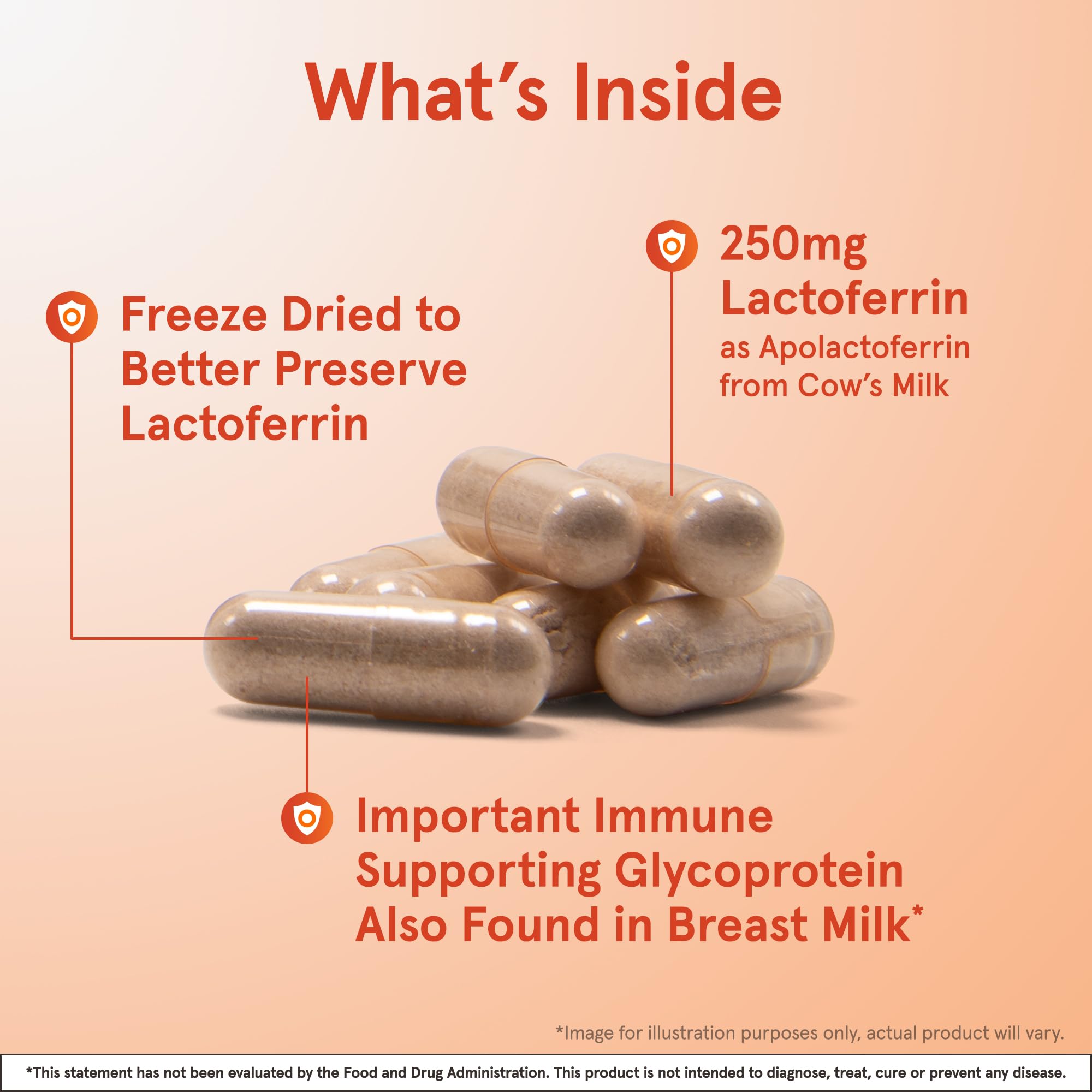 Jarrow Formulas Lactoferrin 250 mg - Immune-Supporting Glycoprotein - for Healthy Immune System Support & Iron Absorption - Freeze Dried - Gluten Free - Non-GMO - 30 Capsules (Servings)