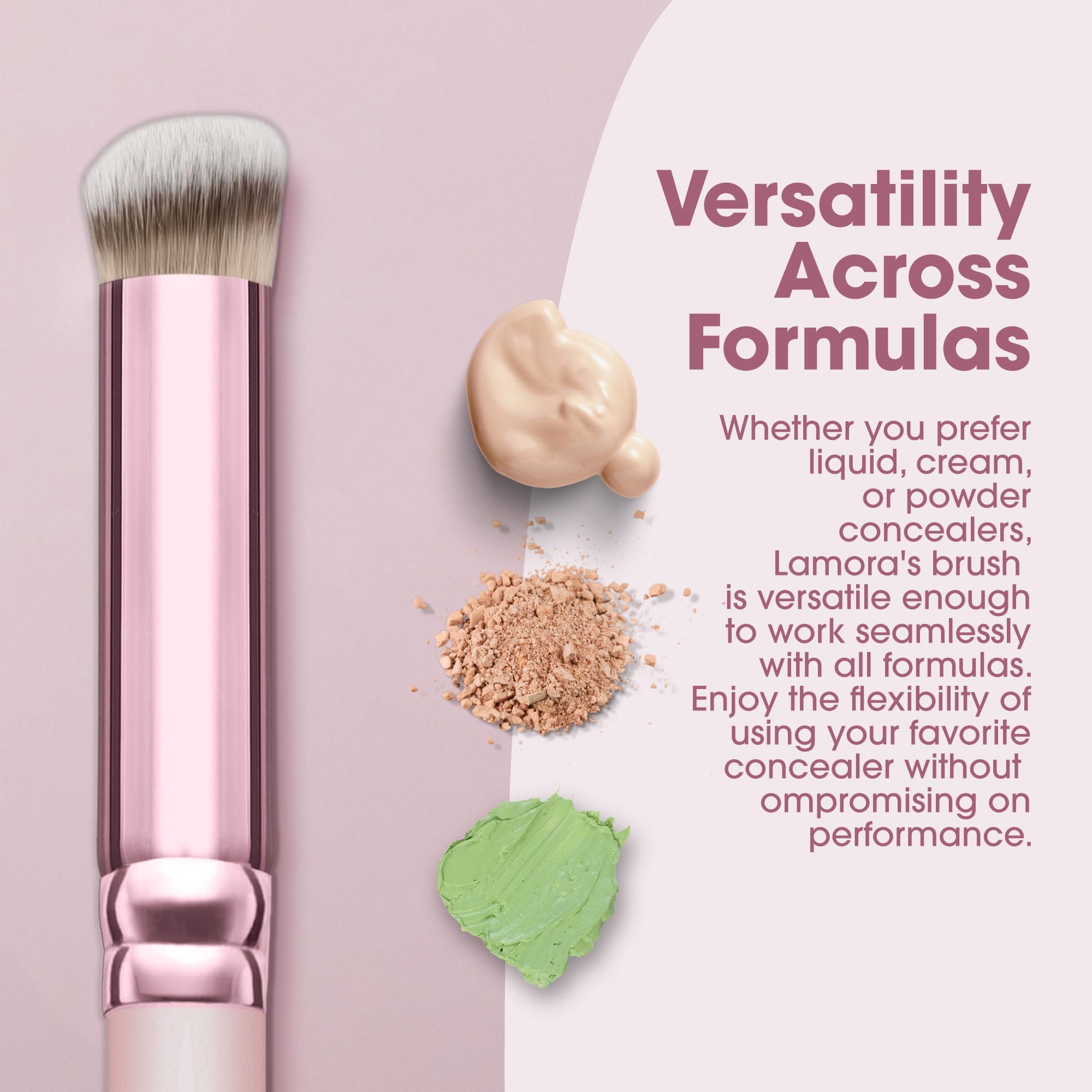 Lamora Concealer Makeup Brush Under Eye - Mini Angled Flat Top Kabuki Nose Contour Brush - Ideal for Concealing Blending Setting Buffing with Powder Liquid Cream Cosmetic - Pro Small Foundation Brush