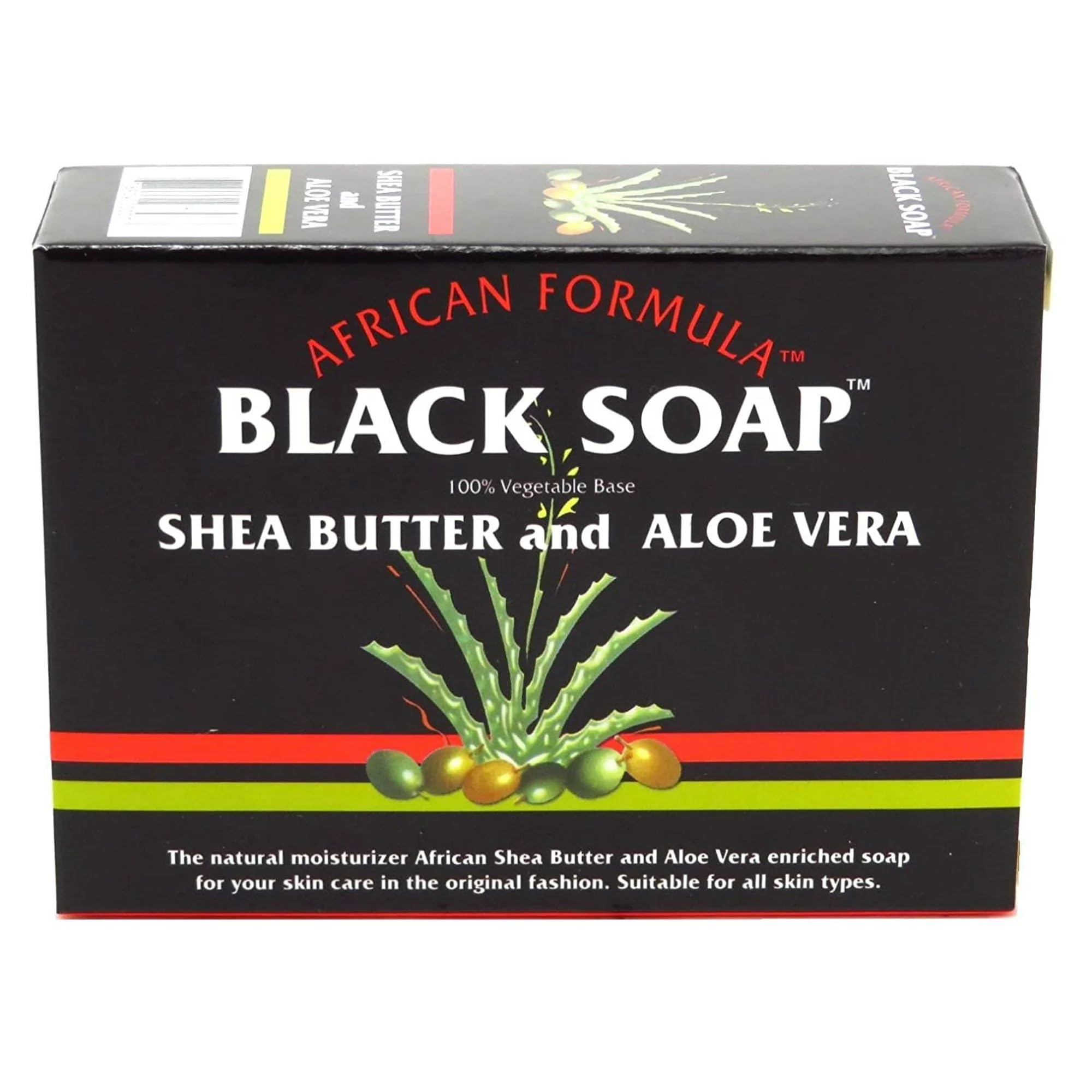 Madina African Black Soap with Shea Butter & Aloe Vera - 100 % Vegetable Base (Pack of 12)