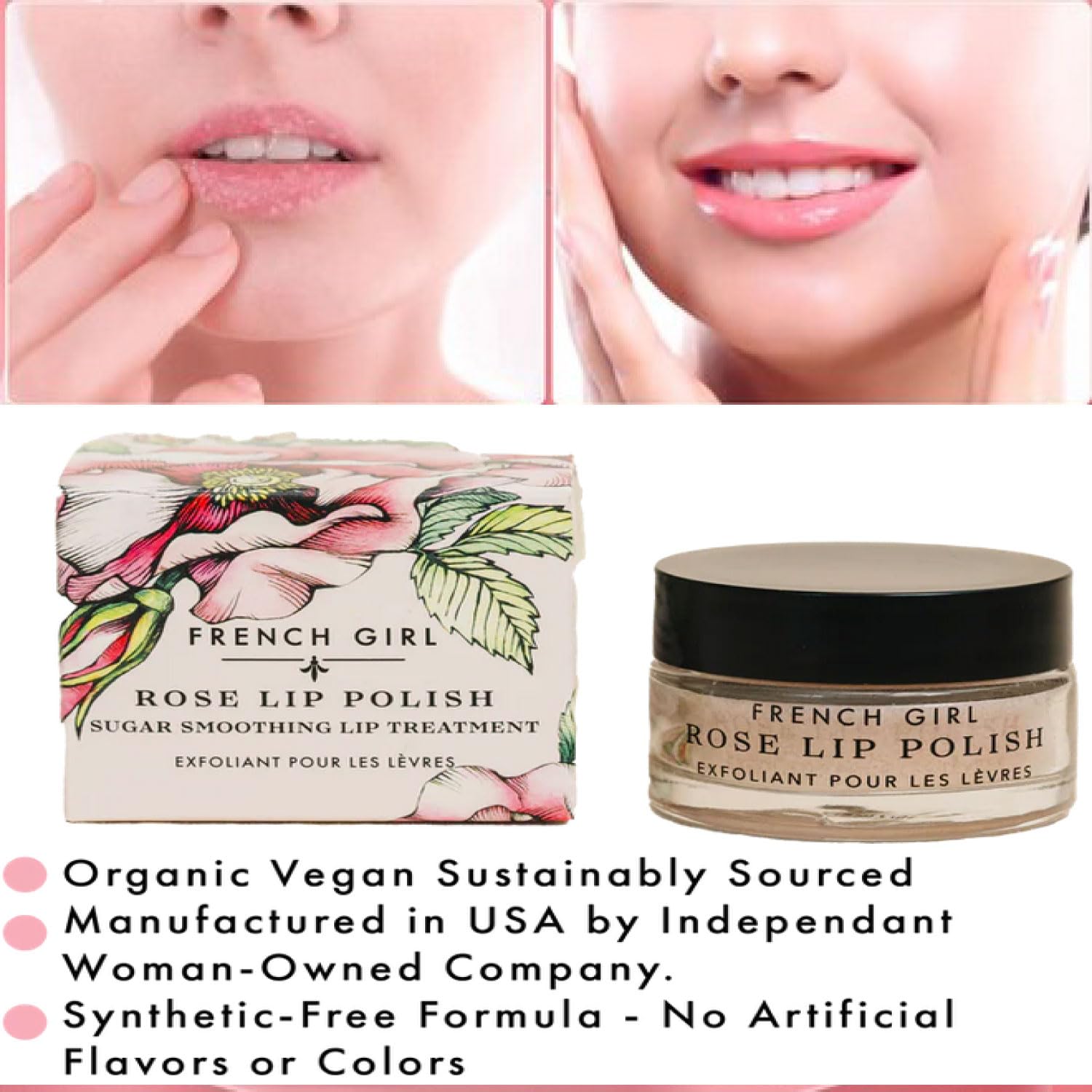 French Girl Organics - Organic / Vegan Rose Lip Polish (1 oz / 30 ml)