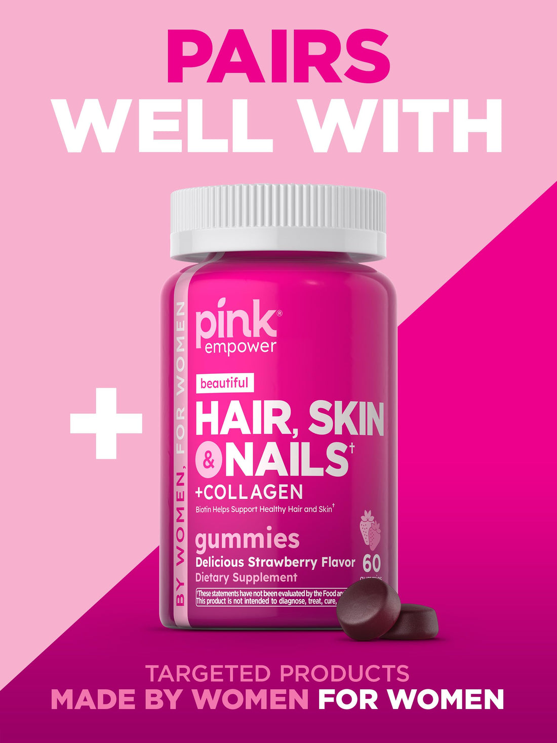 PINK Prenatal Vitamins | 60 Gummies with DHA and Folic Acid | Non-GMO & Gluten Free Multivitamin | Fruit Flavor