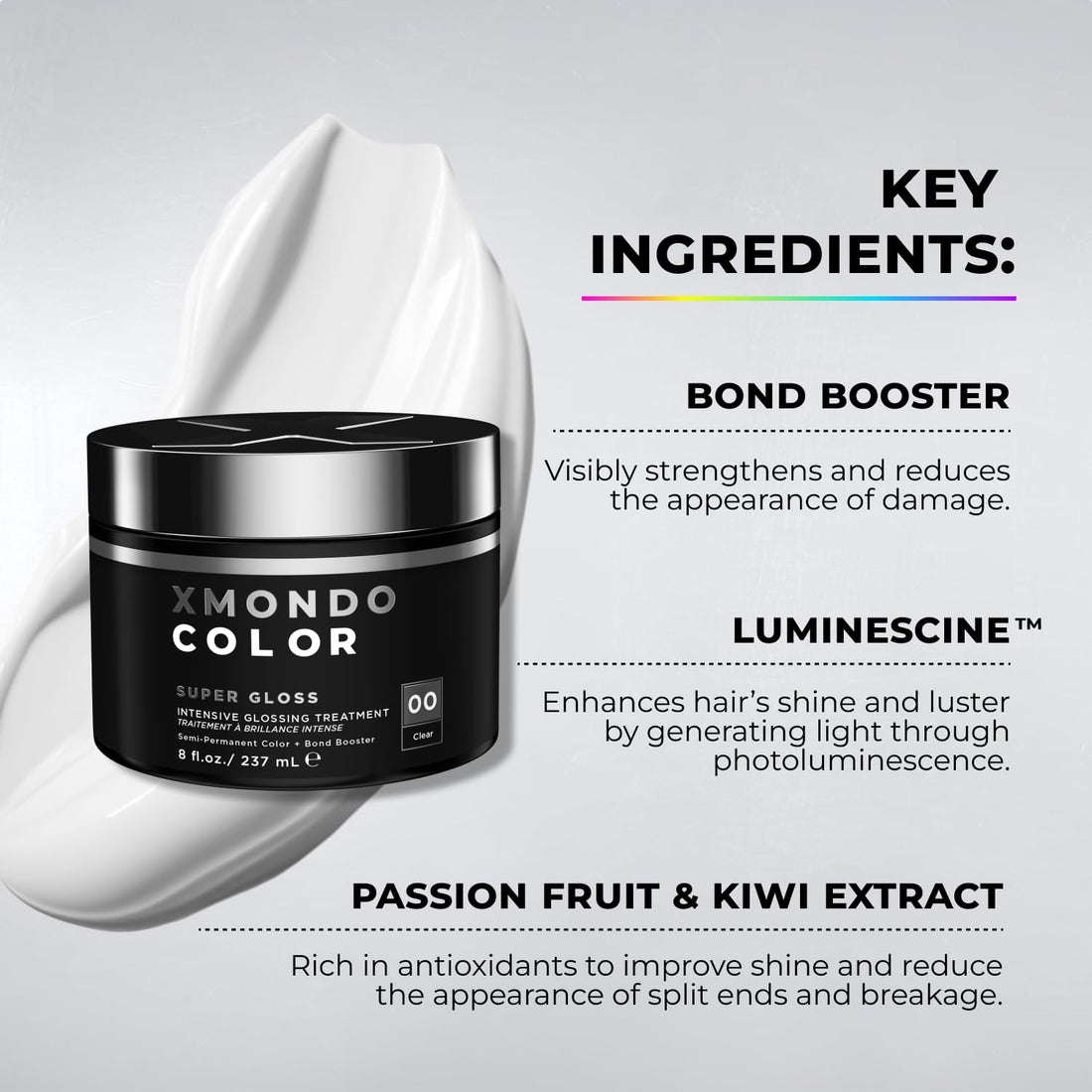 XMONDO Hair Super Gloss Intensive Glossing Treatment | Infused with Bond Booster Technology to Boost Shine & Hyaluronic Acid for Nourishment, Revitalization & Repair, Vegan Formula, 8 Fl Oz 1-Pack
