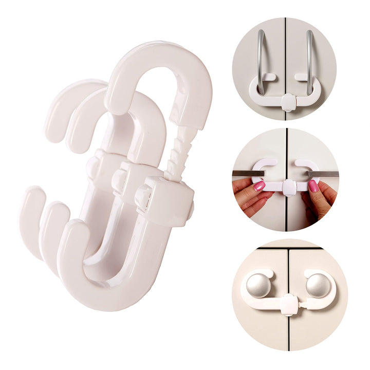 Dreambaby Secure -A-Lock - Child Proof Sliding Safety Locks - Suitable for Mushroom Knobs & D-Shaped Cabinet Door Handles - White - Model L712