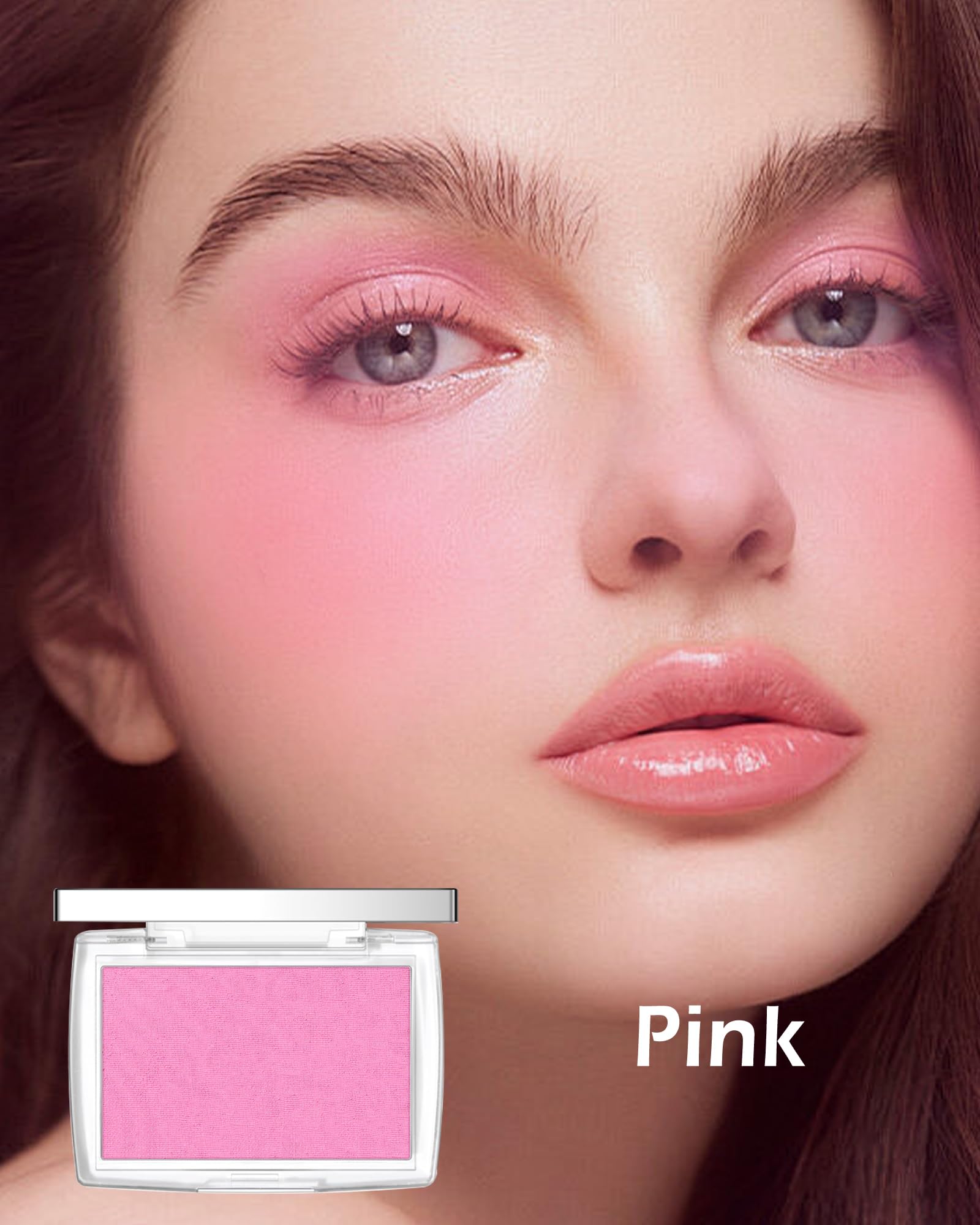 Pink Powder Blush Palette, Matte Powder Makeup Blush for Cheeks, Natural Glow Face Blush Contour Palette, Lightweight,Smooth, Highly Pigmented Buildable Color, Long-lasting All-Day Face Enhancing-Pink