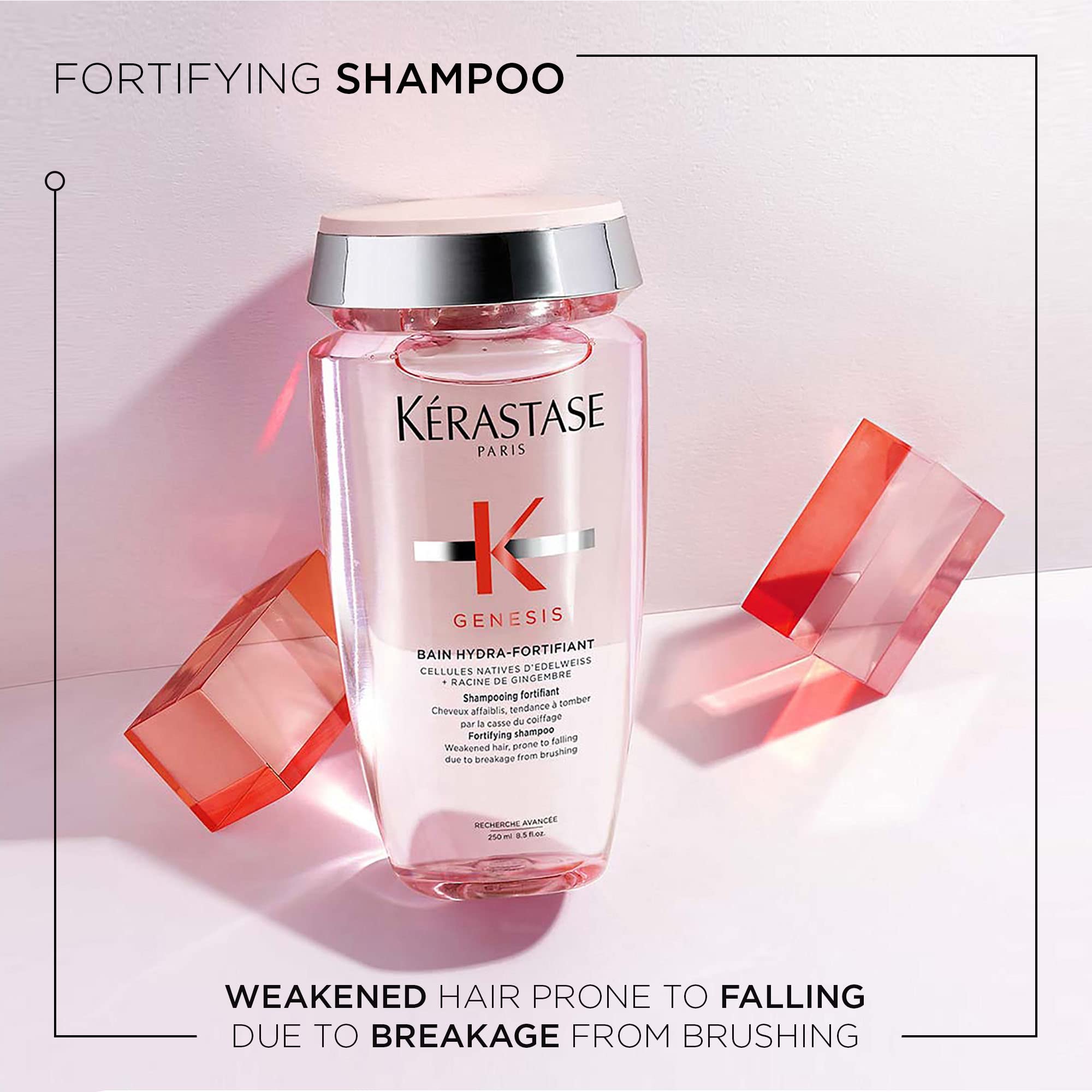 Kerastase Genesis Hydra-Fortifiant Shampoo | Anti-Breakage & Strengthening For Weak or Damaged Hair | Hydrates Hair | Silicone Free | For Fine or Oily Hair | 8.5 Fl Oz