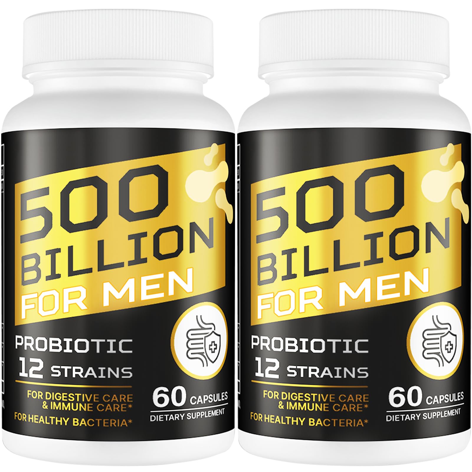 Probiotics for Men, 500 Billion CFUs & 12 Strains Mens Probiotic with Turmeric Cranberry, Goji, Gut Health for Men, for Digestive Health, Gut, Bloating & Gas, Immune, Energy Support, 60-Day Supply