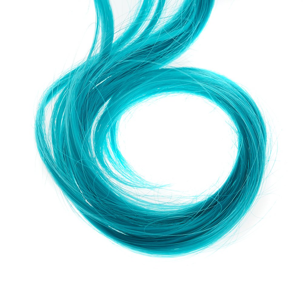 Teal Blue : SWACC 12 Pcs Curly One Color Party Highlights Clip on in Hair Extensions Colored Hair Streak Synthetic Hairpieces (Teal Blue)