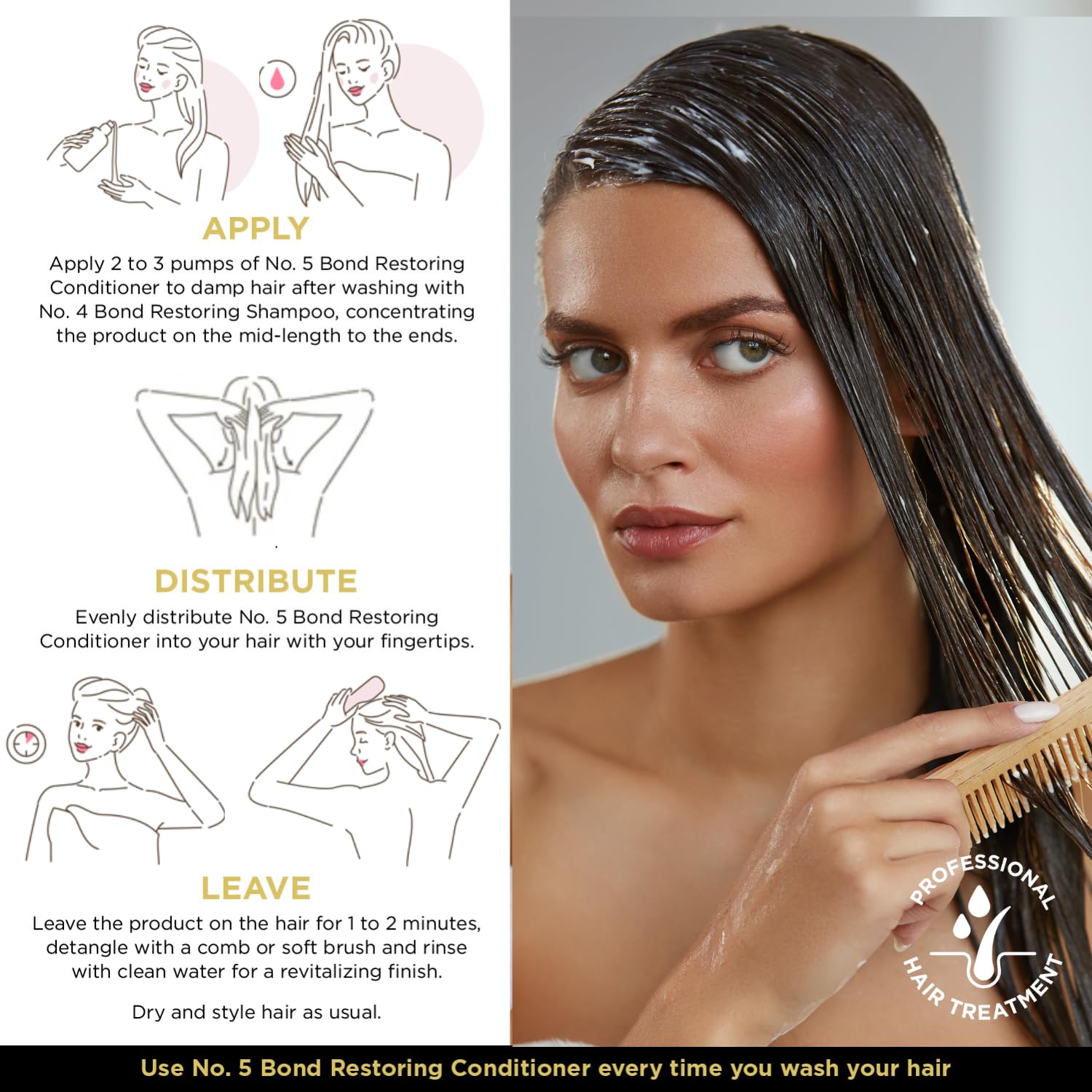 Beautyplex No 5 Bond Restoring Conditioner | Molecular Hair Repair Treatment | Strengthens, Nourishes, Moisturizes & Repairs Hair Structure. Shining, Softness, Anti-Frizz. 450ml. (15.2 oz)