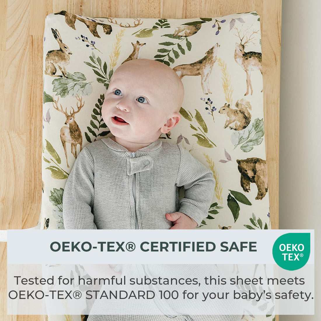 Pobibaby - 2 Pack Premium Changing Pad Cover - Ultra-Soft Cotton Blend, Stylish Woodland Pattern, Safe and Snug for Baby (Wildlife)