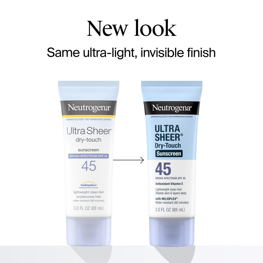 Neutrogena Ultra Sheer Dry-Touch Sunscreen For Face & Body, SPF 45 Broad Spectrum UVA/UVB Protection, Lightweight Water Resistant & Non-Greasy, Travel Size Sunscreen, 3 fl. oz 2 pack