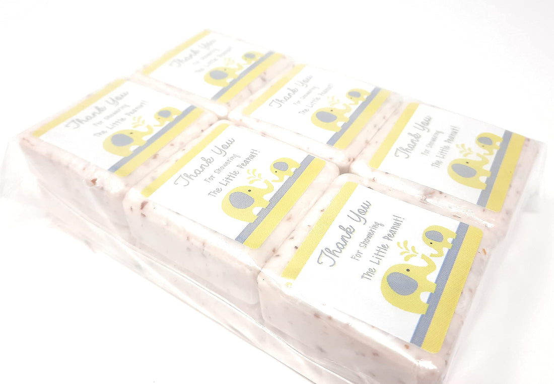 Botanical Bars 12 Yellow and Grey Elephant Thank You Soap Favors - 1.5oz Soap Favors - Gender Neutral Baby Shower Favors - Elephant Baby Shower Favors