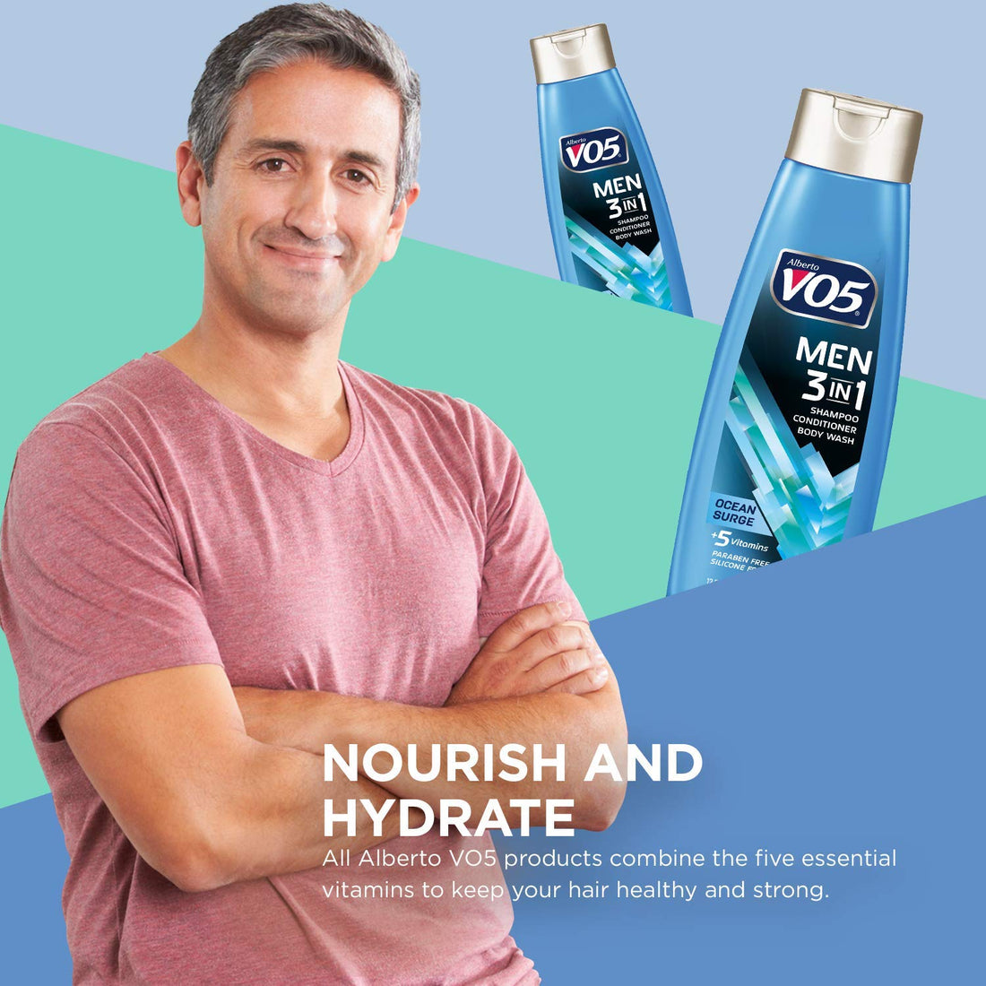 Alberto Vo5 Mens 3 In 1 Shampoo, Conditioner & Body Wash, Ocean Surge 12.5 Fl Oz