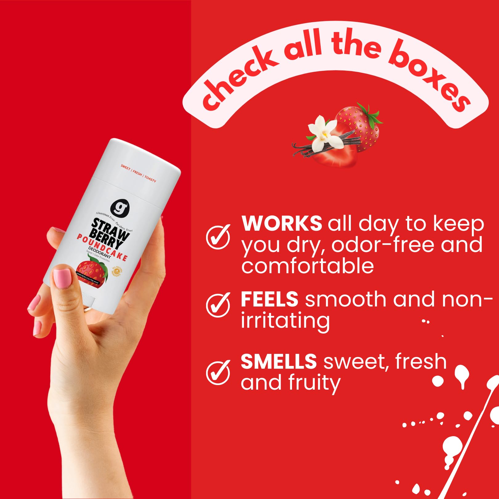 STRAWBERRY + VANILLA Girls Deodorant Ages 8+ (California Girl) Twin Pack