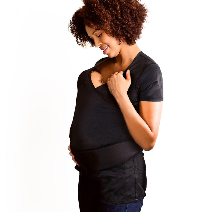 NuRoo Pocket, Hands-Free, Kangaroo Care, Skin-to-Skin, baby wearing shirt, Black, Medium