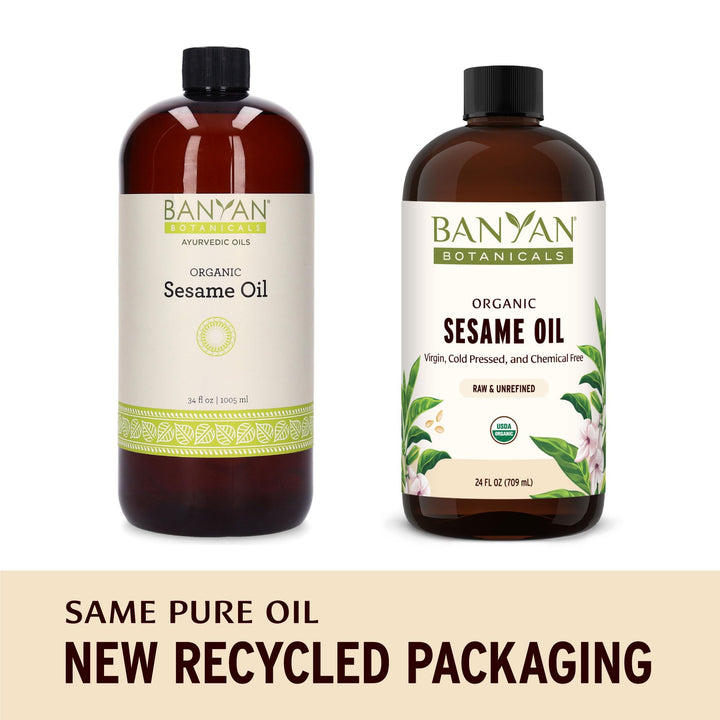 Banyan Botanicals Sesame Oil, 34 oz - USDA Organic - Pure & Unrefined - Ayurvedic Oil for Hair, Skin, & Oil Pulling