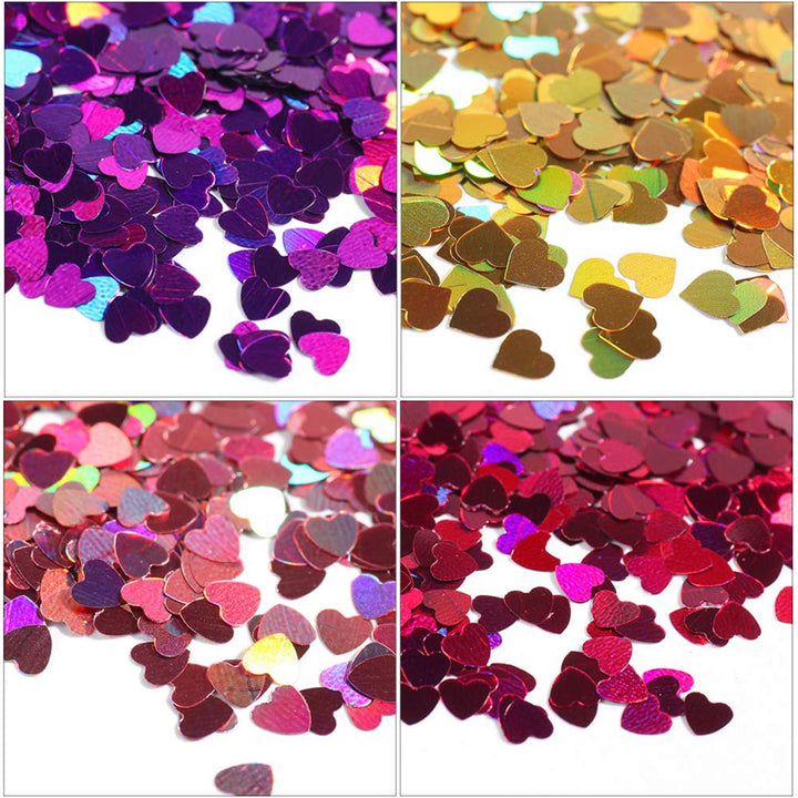 Valentine Heart Nail Glitters Sequins Heart Nail Decals 12Colors Heart Nail Art Confetti 3D Holographic Shiny Nail Flakes Acrylic Valentine's Day Nail Art Supplies Nail Art Decorations Accessories