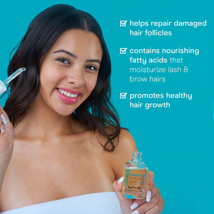 Organic Castor Oil - 100% Certified Pure Cold Pressed, Hexane free - Boost Growth For Eyelashes, Hair, Eyebrows, Nails, Face and Skin - with Treatment Applicator Kit, 1oz (30ml)
