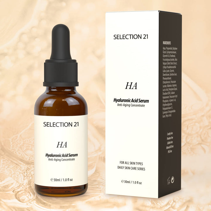 SELECTION 21 Advanced Hyaluronic Acid Serum for Face Anti Aging with 5% Hyaluronic Acid Complex, Hydrating Stem Cell Serum for Skin 1 Fl OZ.(pack of 1)