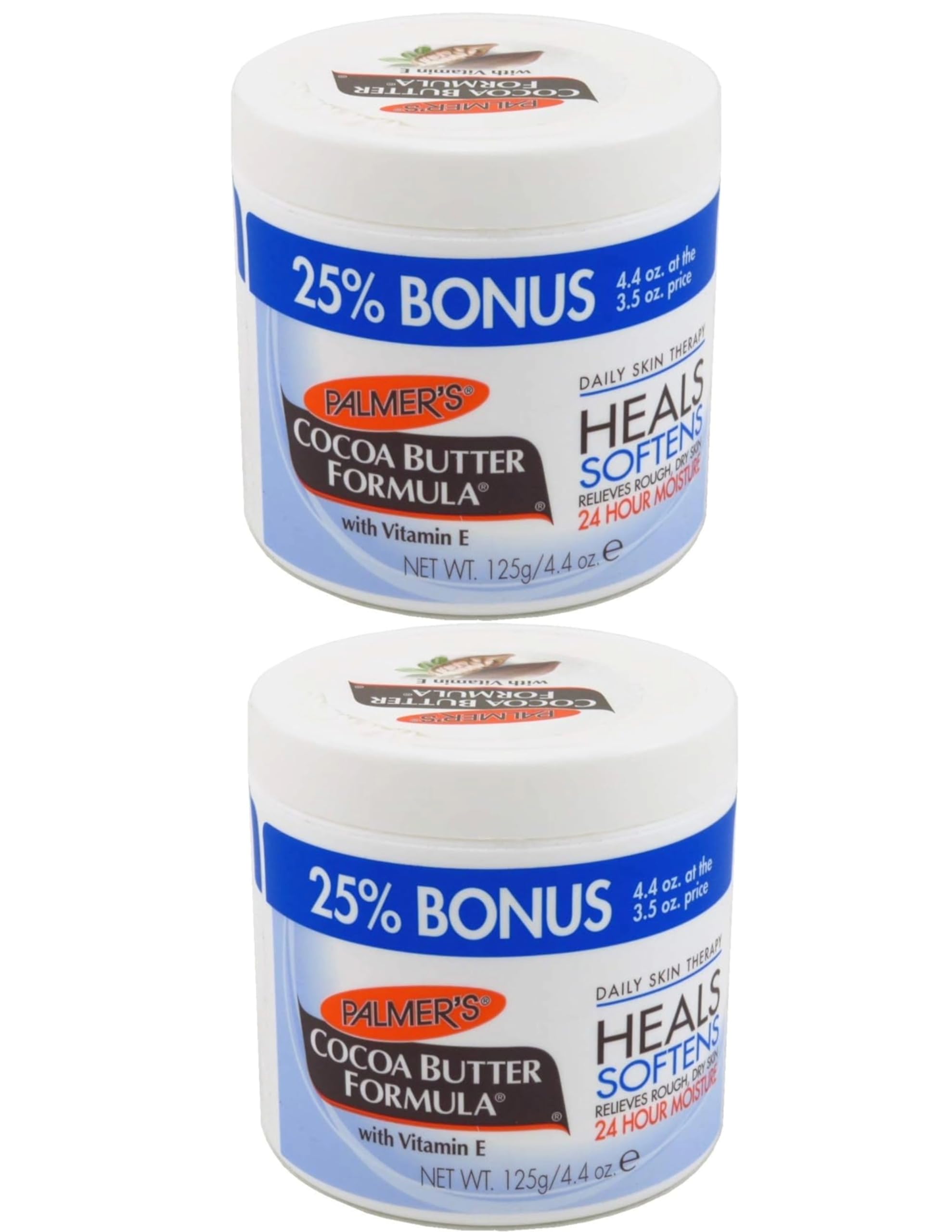 Palmer's Cocoa Butter Formula with Vitamin E, Body Moisturizer, Relieves Rough, Dry Skin, Smoothes Marks & Tones Skin, (Bonus) 4.4 OZ Jar - 2 Pack