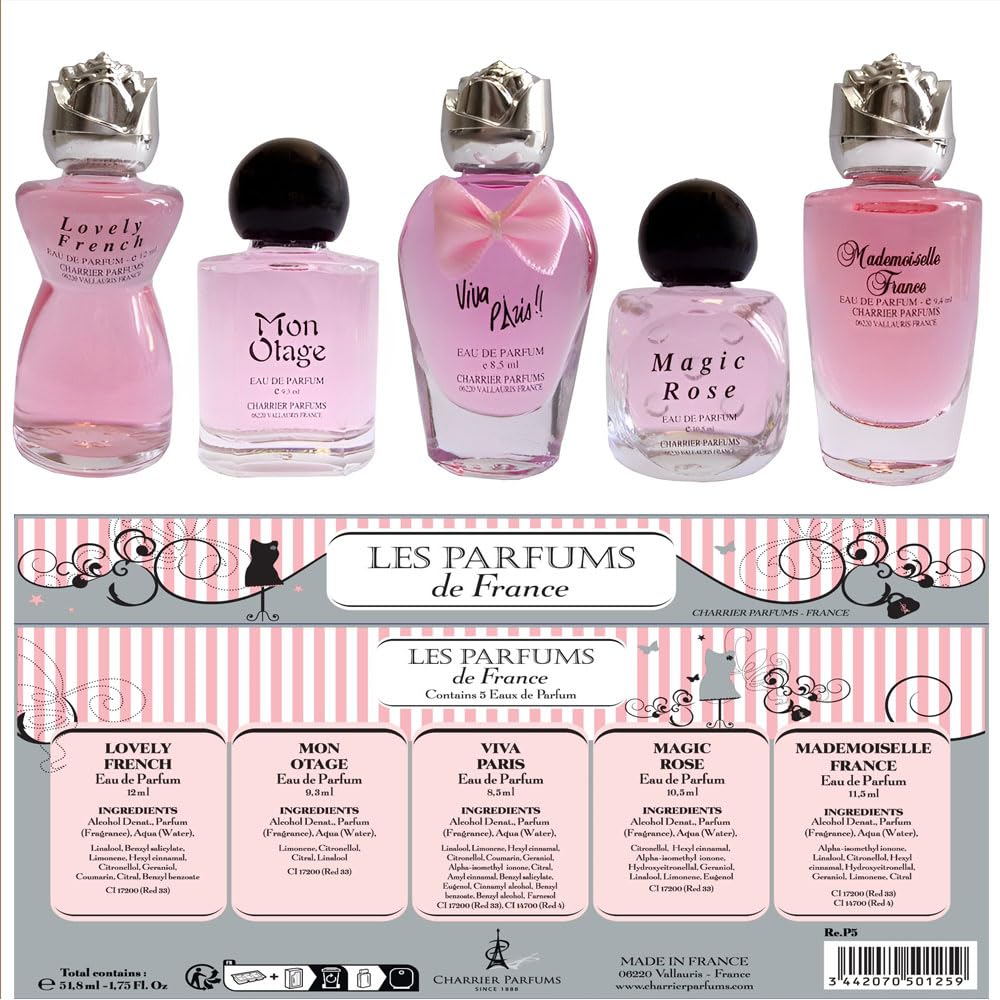 Charrier Parfums - 'Fashion Collection' 5 French Perfumes Gift Box 1.68 fl.oz