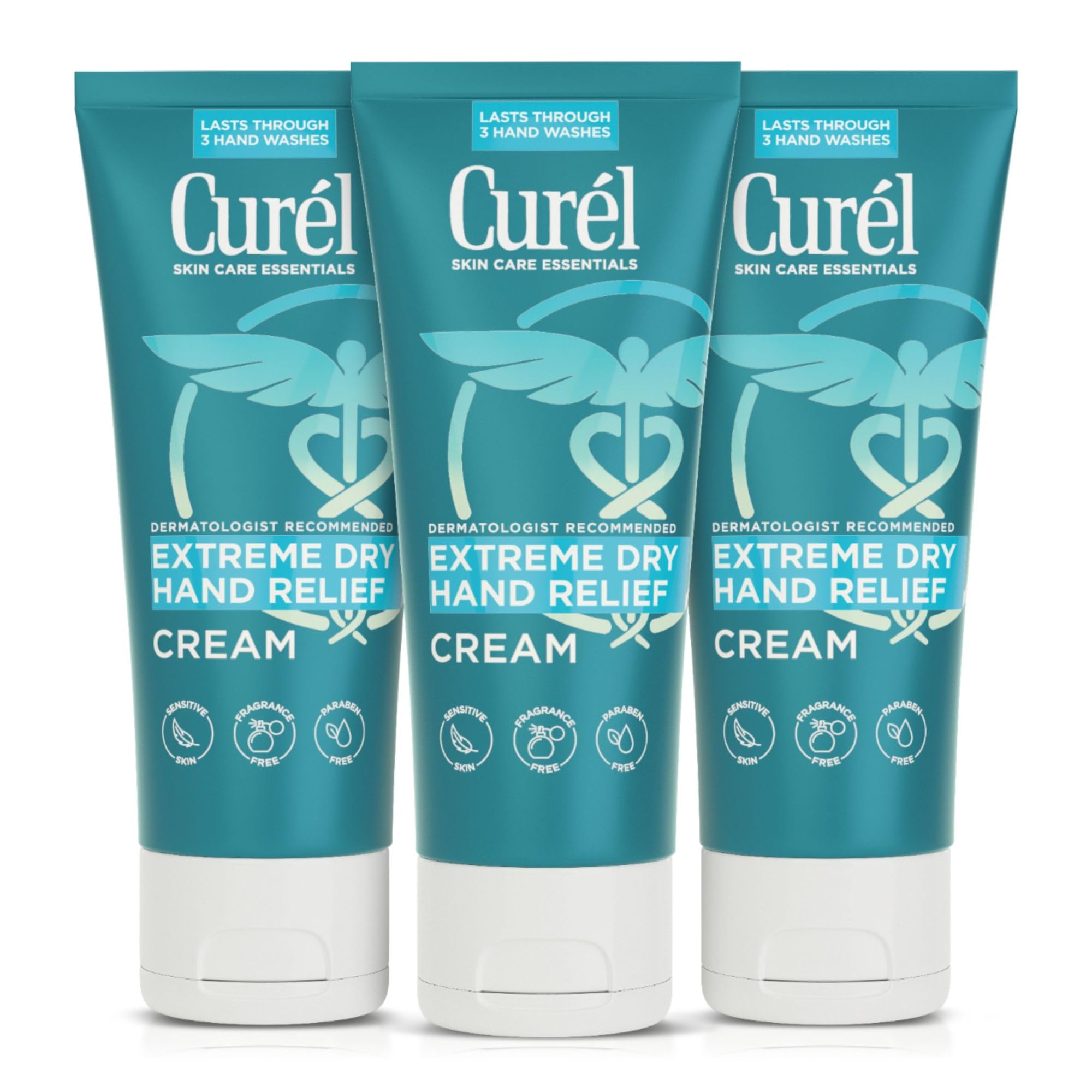 Curel Extreme Dry Hand Relief, Dermatologist Recommended, Long-Lasting Cream For Dry Hands, Paraben Free, Fragrance-Free Hand Lotion, 3 Oz, Pack of 3 (9 Oz Total)