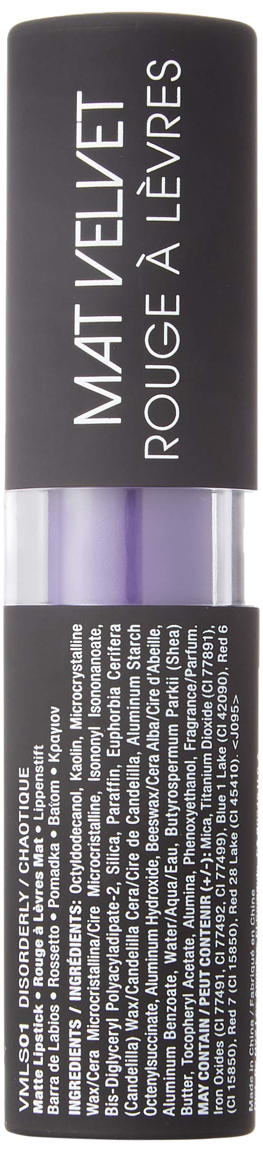 Nyx Professional Makeup Velvet Matte Lipstick, Disorderly, 4g