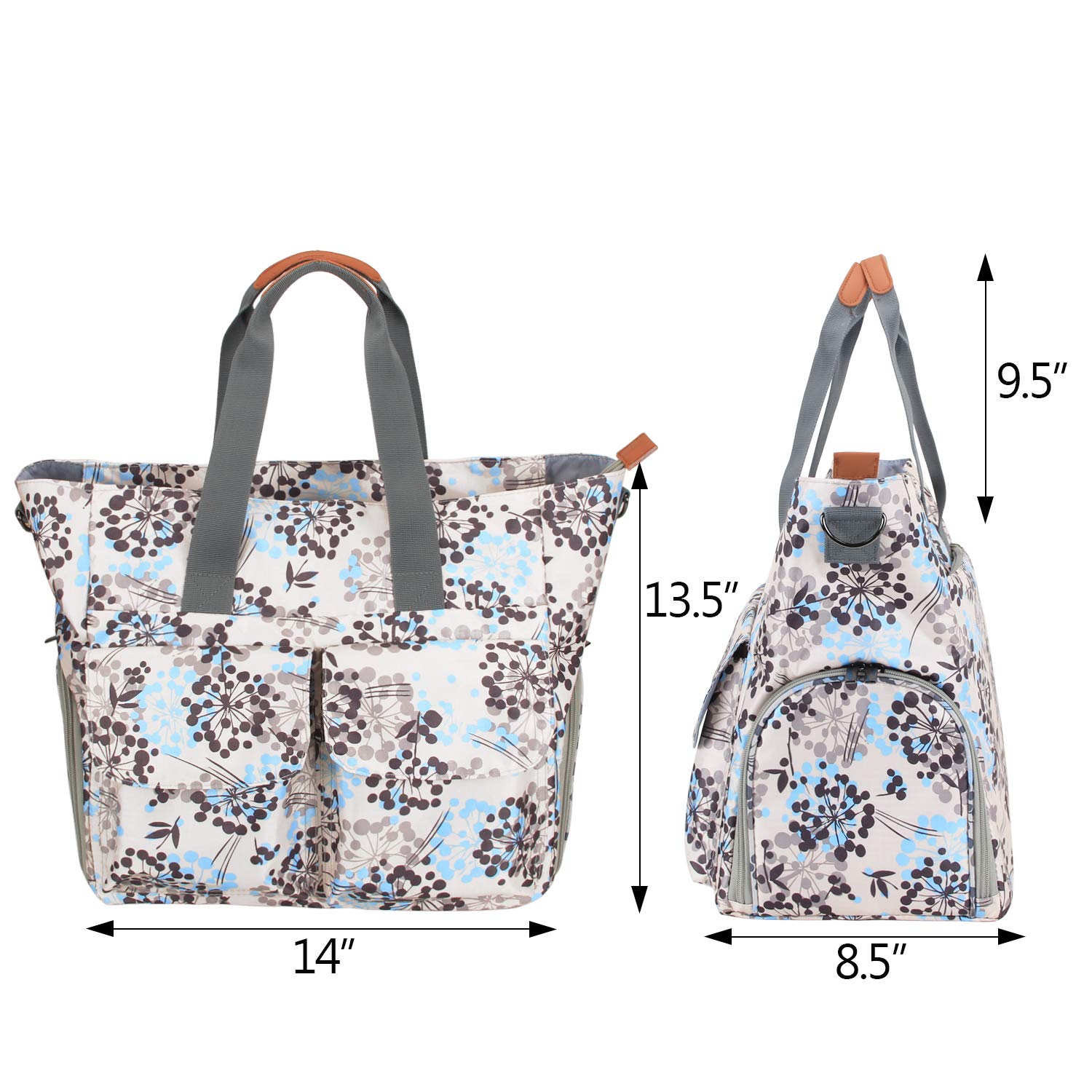 Teamoy Breast Pump Bag Compatible for Spectra S1,S2, Medela and Cooler Bag, Breast Pump Storage Tote with Laptop Sleeve (Up to 14'') for Working Moms, Large Capacity and Multi-Function, Dandelion