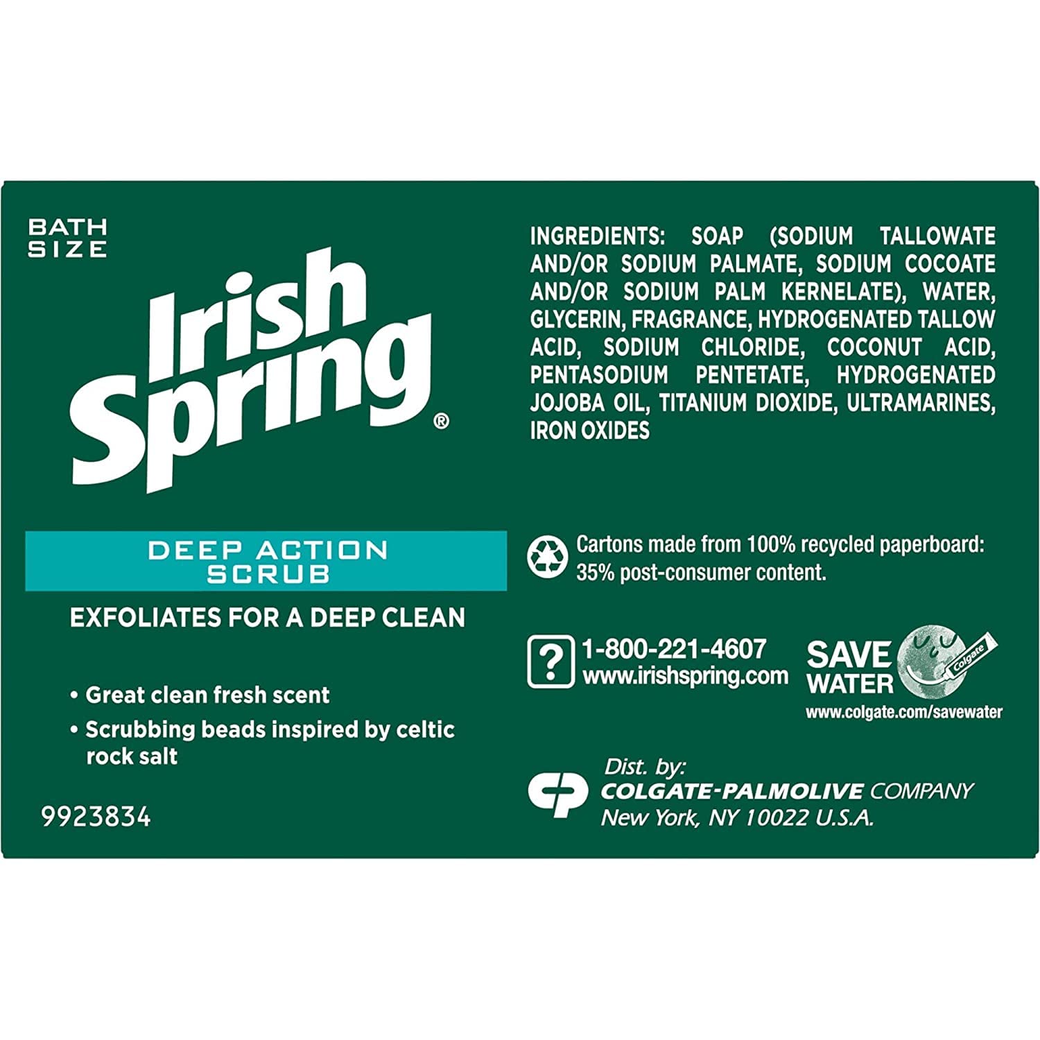 Irish Spring Clean Scrub Deodorant Soap By For Unisex - 3 X 4 Oz Soap