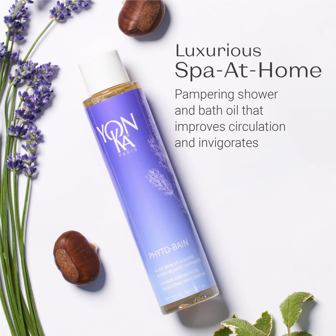 Yon-Ka French Lavender Bath Oil, Phyto Bain Relaxing and Toning Aromatherapy Oil for Dry Skin, Boosts Microcirculation for Wellness, Luxurious Provence Lavender and Rosemary, 100ml