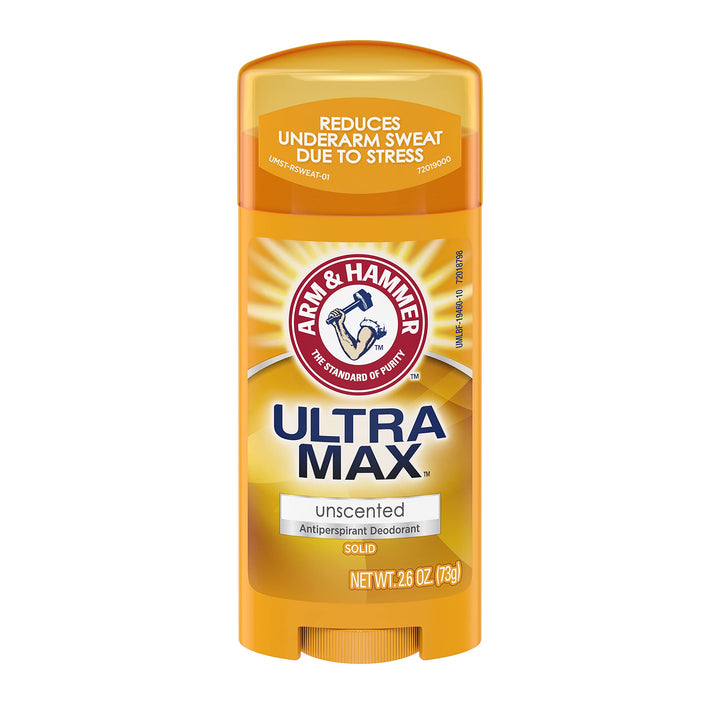 Arm & Hammer Ultramax Invisible Solid Wide Stick Unscented Antiperspirant & Deodorant, 2.6 oz (Pack of 6)