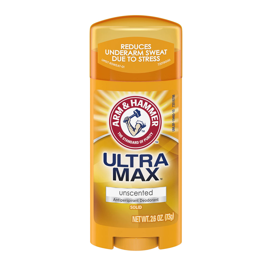 Arm & Hammer Ultra Max Advanced Anti-Perspirant & Deodorant, Invisible Solid, Unscented, Packaging May Vary, 2.6 oz (73.7 g) (Pack of 6)