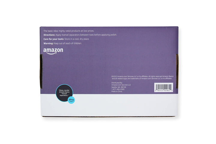 Amazon Basics Toe Separators, Black, Solid, 120 Count, Large