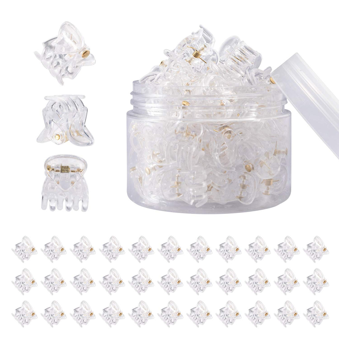 YOHAMA 36 PCS Clear Mini Hair Claw Clips Great for Design Kids Adult Hairstyles White Plastic Hair Clips Small Decoration Buns Pining Bangs Strong Grip Multifunction Clamp Clips.