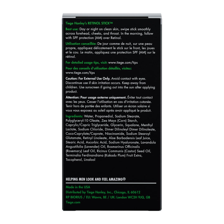 Tiege Hanley Retinol Stick for Men - Anti-Aging Retinol Stick with Hyaluronic Acid & Niacinamide for Fine Lines, Dark Circles, & Wrinkles - Firms Skin & Improves Collagen Production