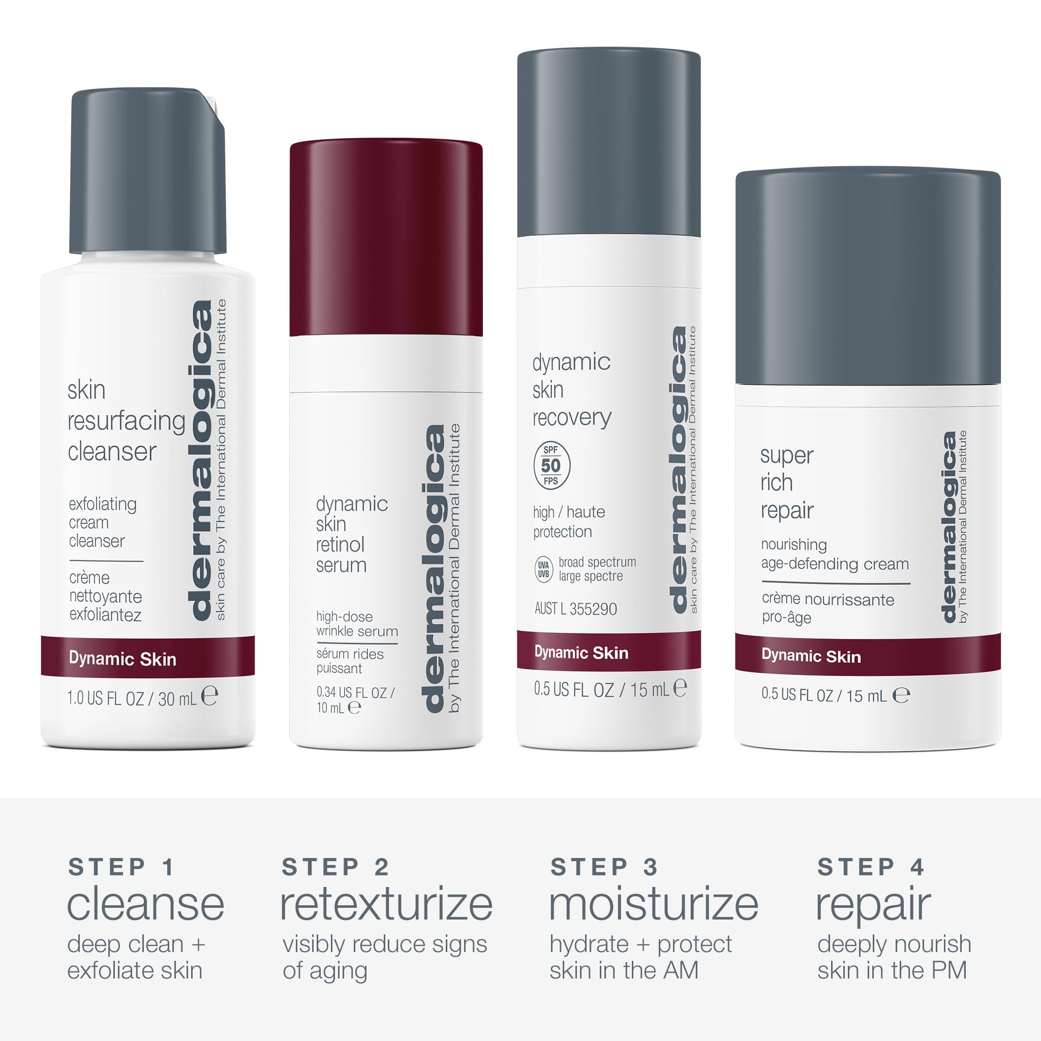 Dermalogica Skin Aging Solutions Kit, Anti Aging Skincare Set - Includes: Face Cleanser, Serum, Moisturizer with SPF, and Cream, Travel Size