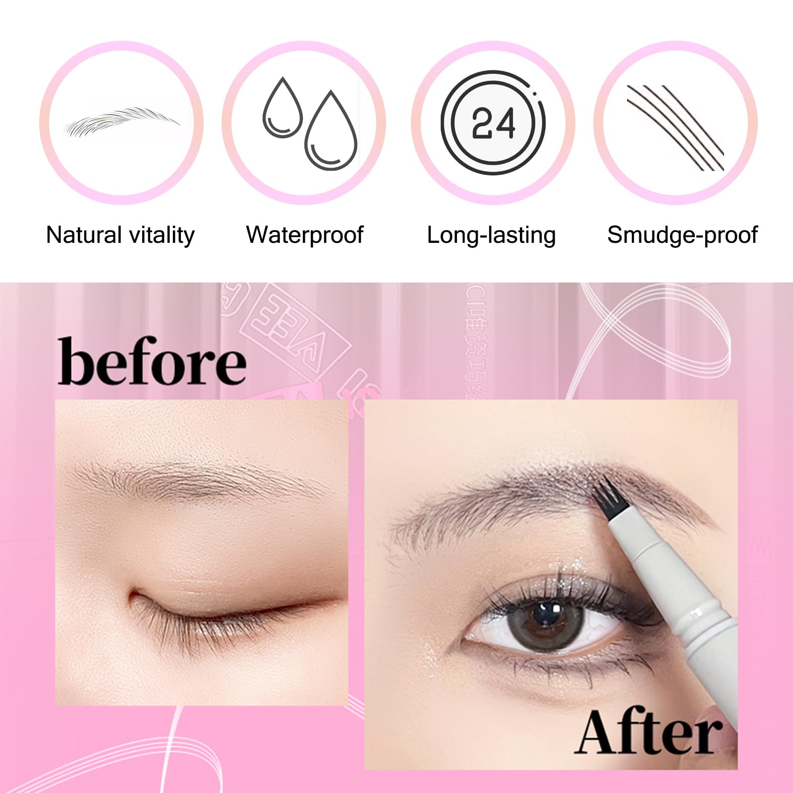 VEECCI Liquid Eyebrow Pen - Microfilling Eyebrow Pencil with Brush,Waterproof and Long-lasting Microblading Eyebrow Pencils for Women,Micro-Fork Tip Creates Natural Hair Like Strokes (Dark Grey)