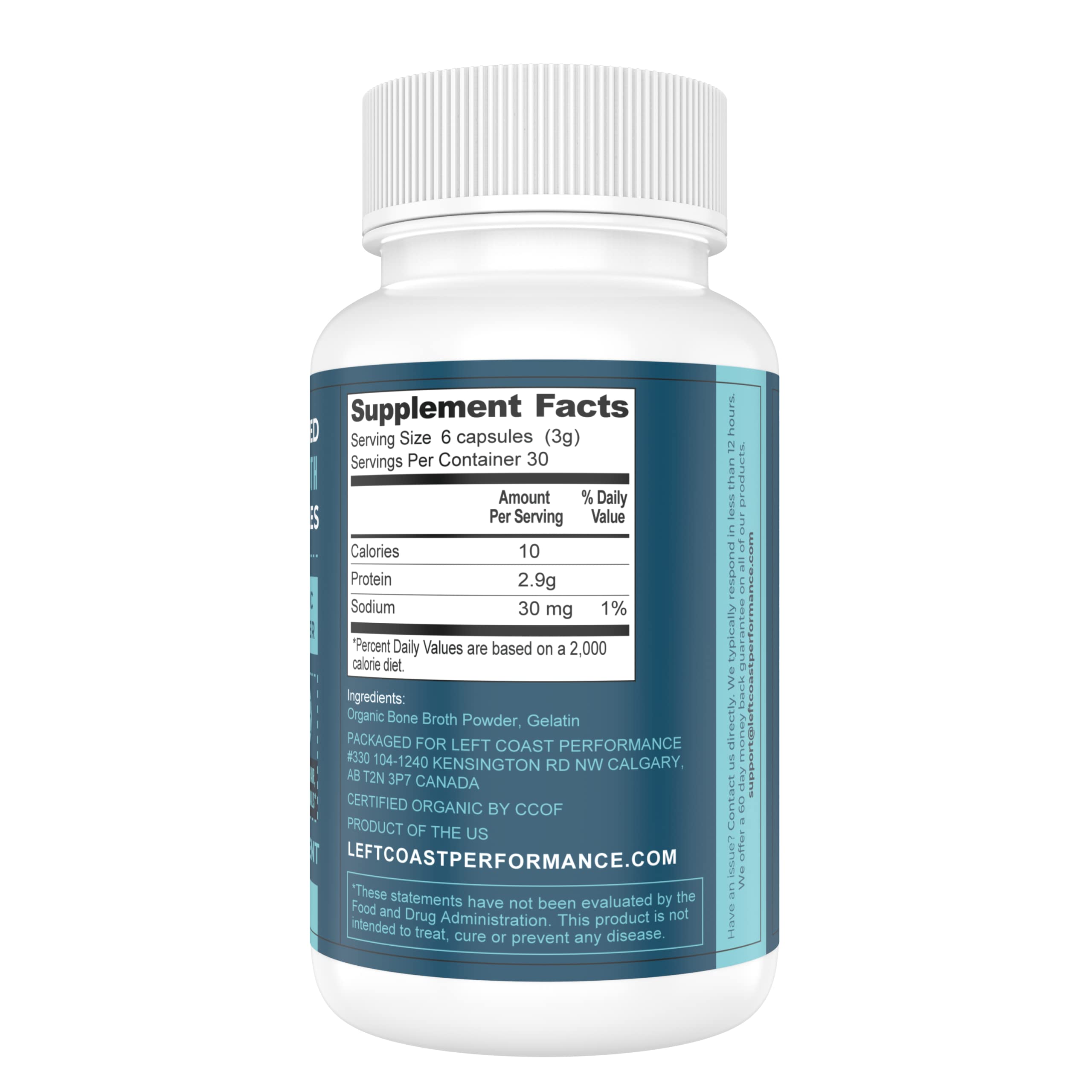 Grass-Fed Bone Broth Capsules with Collagen from Organic Bone Broth Powder. Collagen Supplement for Nails, Hair, Joints and Digestive Health* Support. Gut Friendly-Ingredients, 180 Capsules