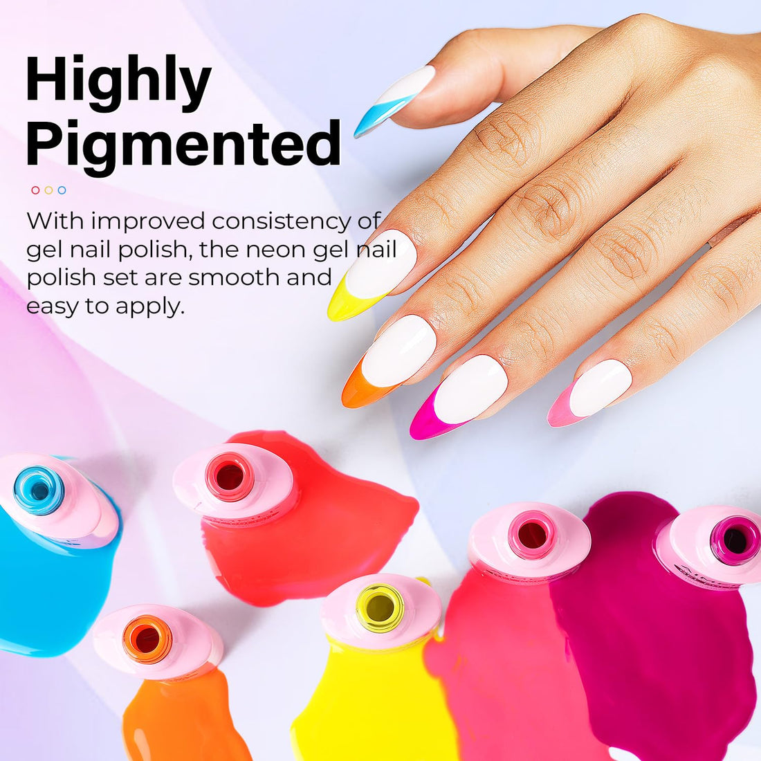 AIMEILI Gel Nail Polish Soak Off Summer Gel Nail Lacquer, Neon Pink Hot Pink Neon Orange Blue Yellow Green Purple Summer Color Gel Set Of 6pcs X 10ml - Kit Set 11