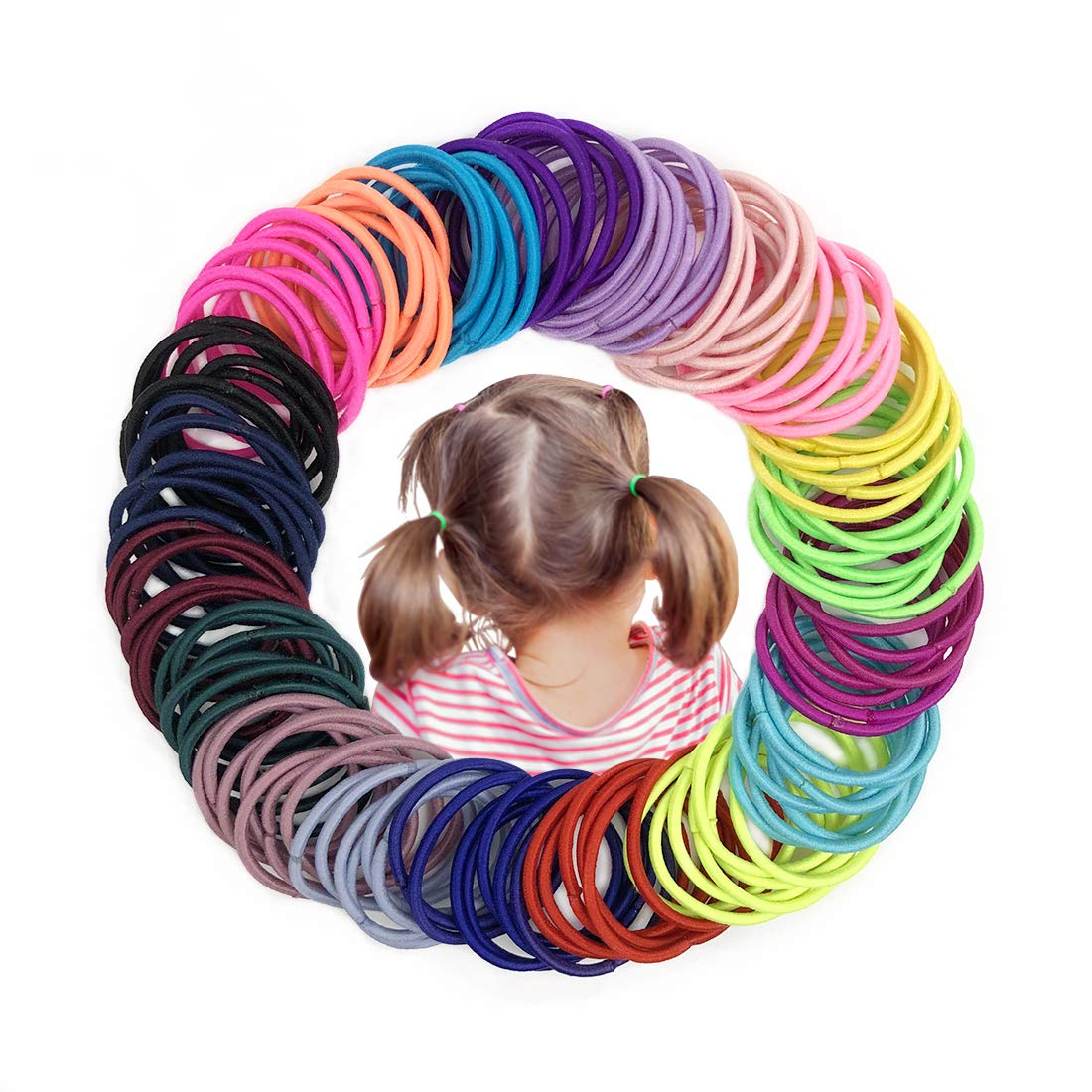Joyeah 200 Pieces Multicolor Baby Girls Hair Ties No Crease Hair Bands Ponytail Holder for Baby Girls Infants Toddlers (Diameter 2.5 cm)