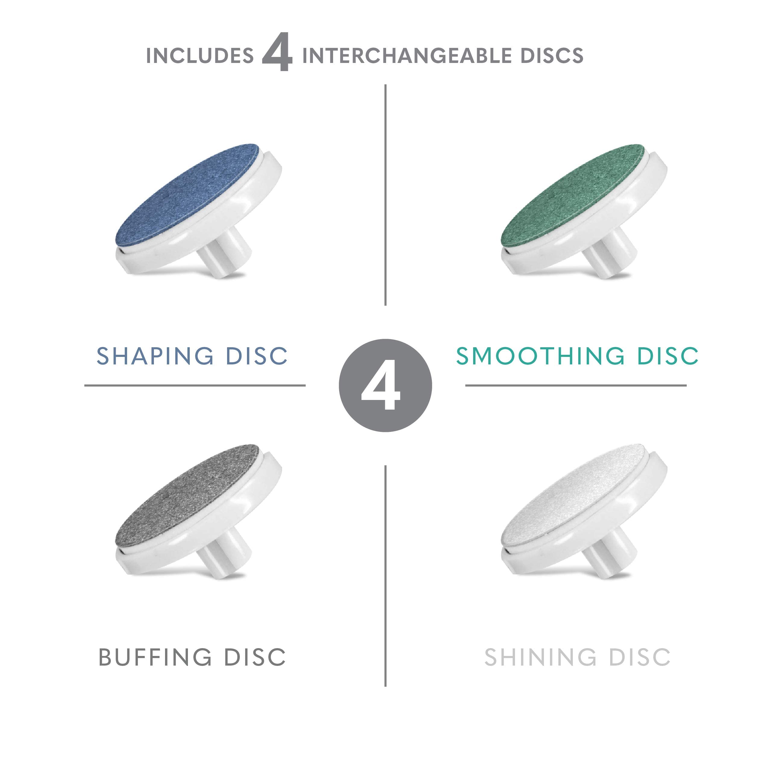 BELLASONIC 4-in-1 Rechargeable Electric Nail File Set with Unique Oscillating Head – Shape, Smooth, Buff & Shine Nails – Remove Cuticles & Calluses – Salon Quality Manicure Pedicure Results