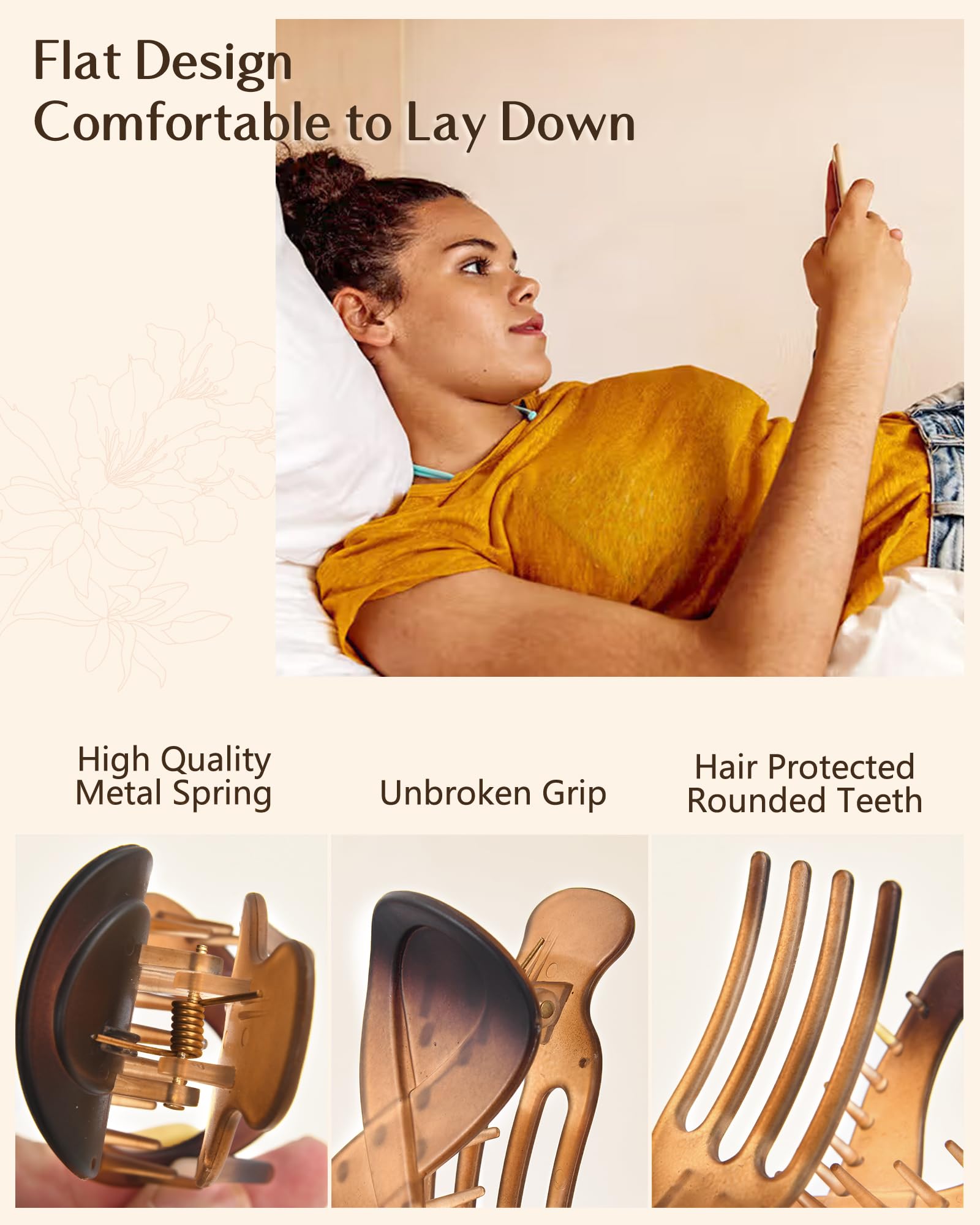 Yanibest 2pcs 3.3 Inch Hair Clip Flat Hair Clips for Women and Girls - Stylish Hair Clips for Thick Hair Hair Banana Barrettes for Styling Hair Accessories for Women