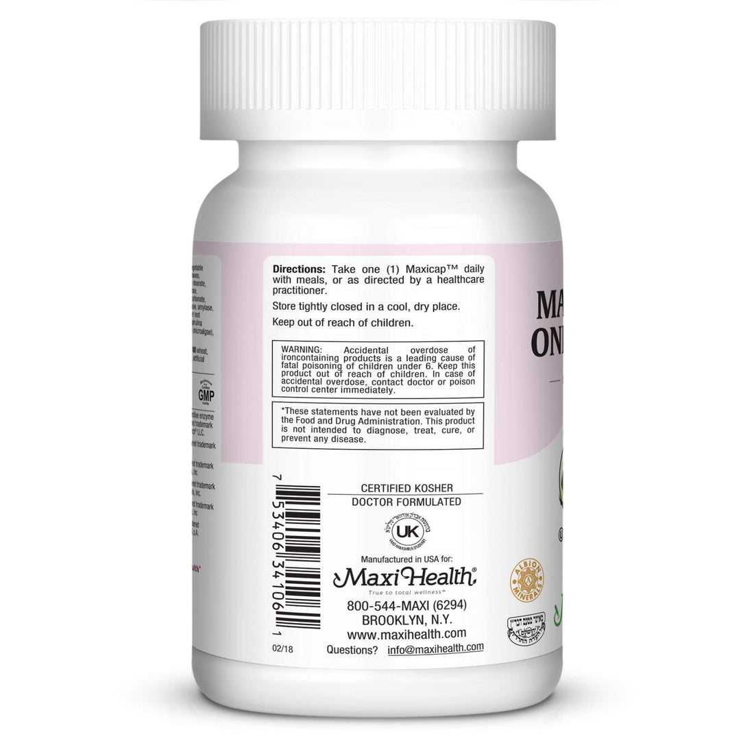 Maxi One Per Day Prenatal Formula with Methylated Folate and Gentle Iron, 60 Count