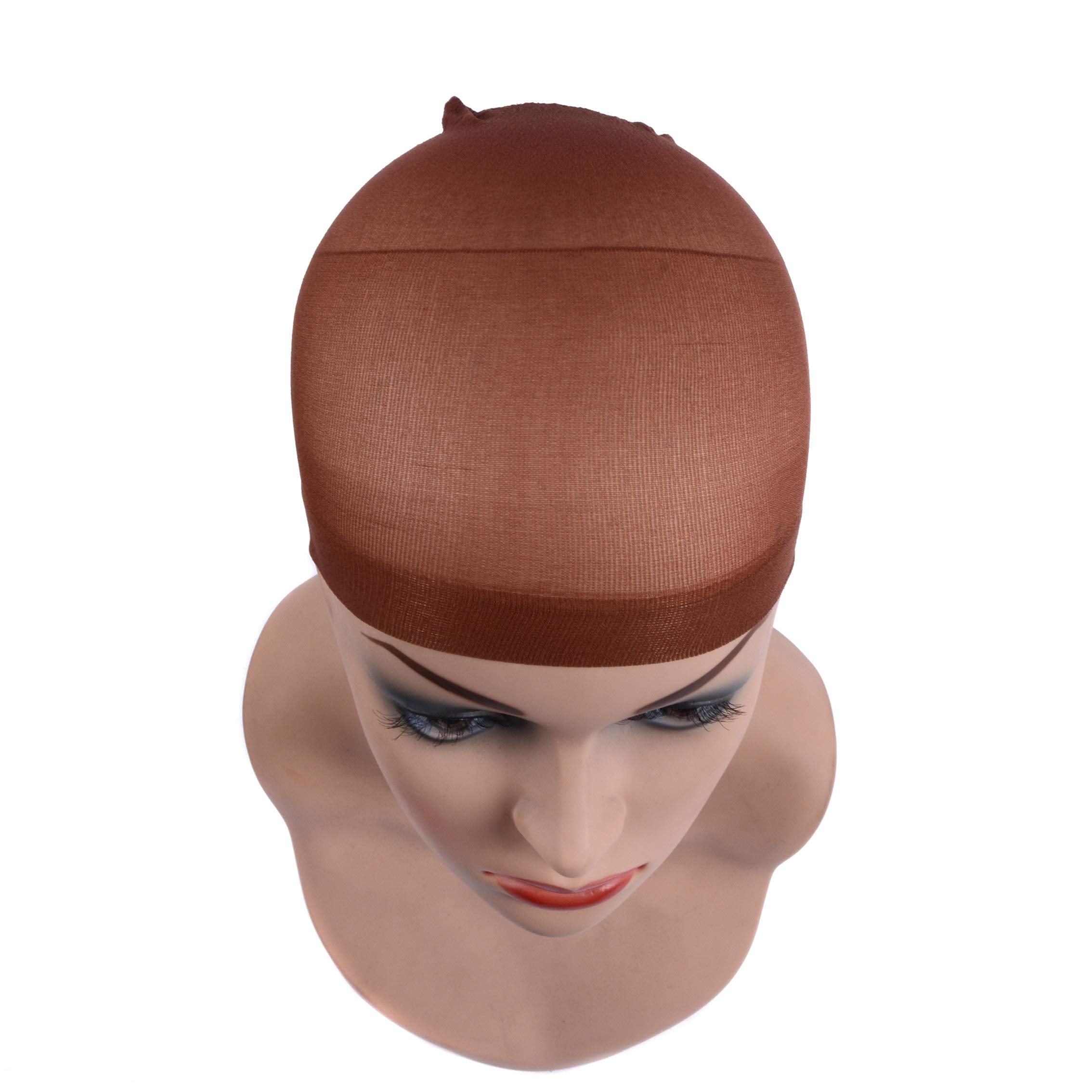 12 pieces Wig Caps Dark Brown Stocking Nylon Wig Caps for Women Mesh Wig Cap (Dark Brown)
