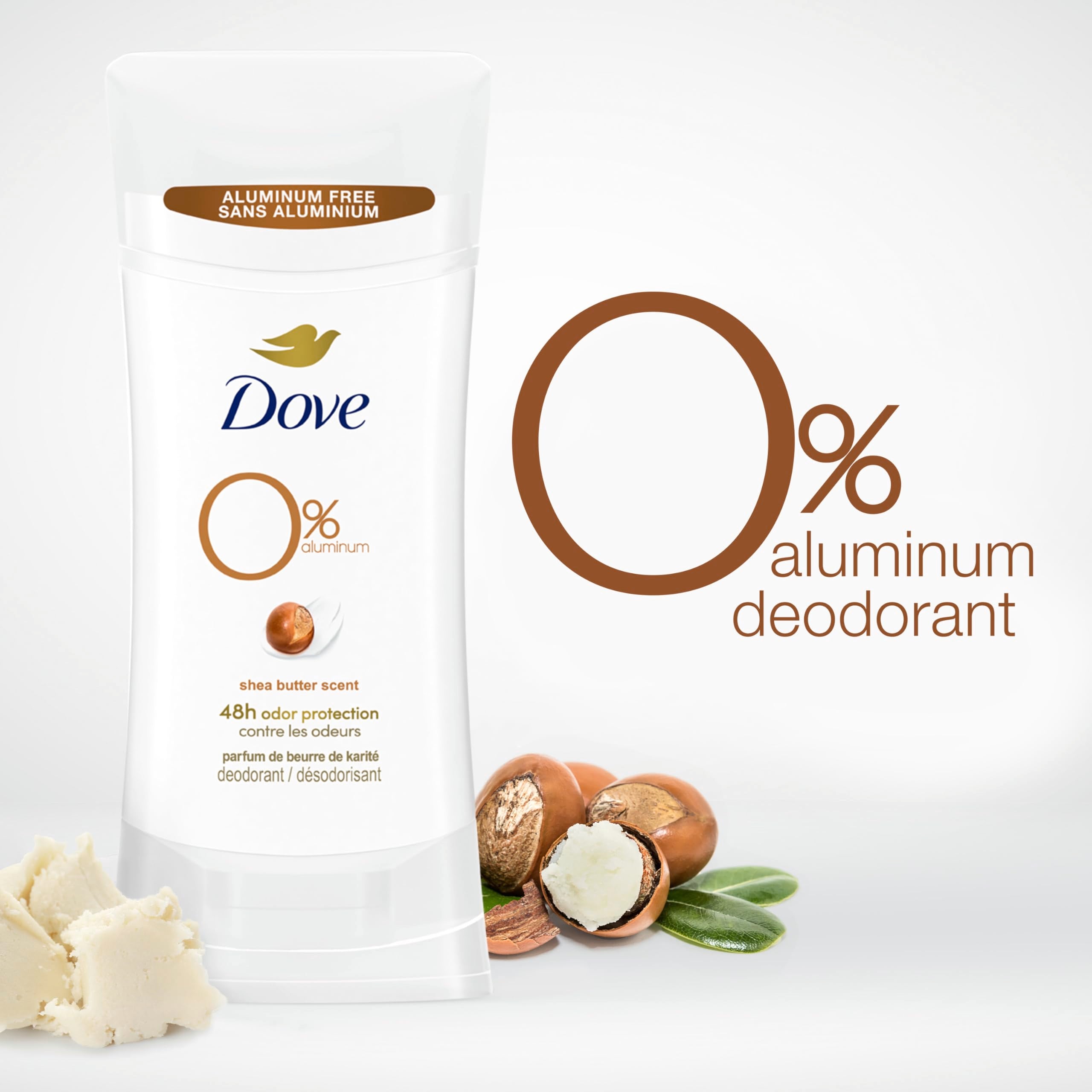 Dove Aluminum Free Deodorant 24hour Odor Protection Shea Butter Deodorant for Women 3 Count, 2.6 Ounce