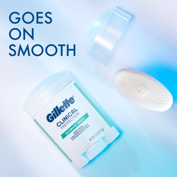 Gillette Clinical Antiperspirant and Deodorant for Men, 72hr Sweat & Odor Protection, Long Lasting Freshness, Anti-White Mark Technology, Soft Solid, Ultimate Fresh Scent, 2.6 oz