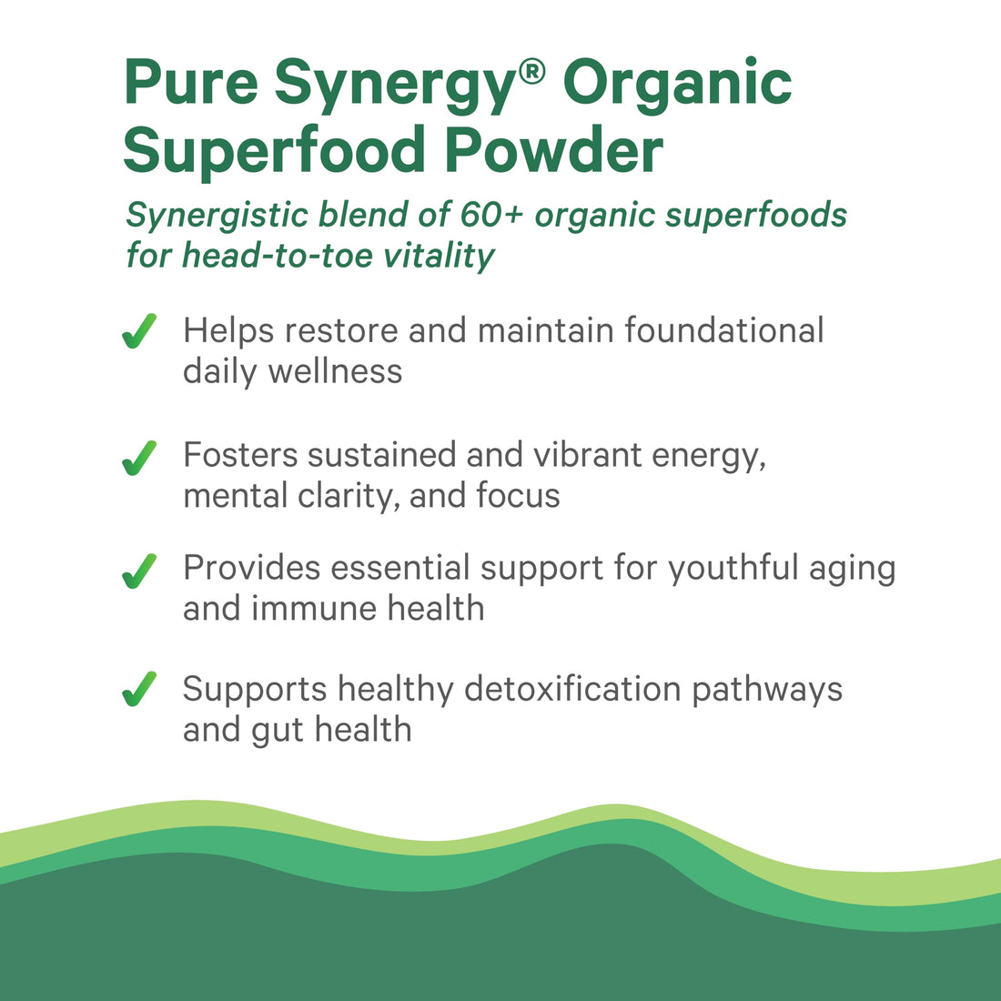 PURE SYNERGY Organic Superfood Powder | Organic Green Superfood Powder | Whole Food Supplement with Organic Greens, Spirulina and Mushrooms | for Energy, Healthy Aging, and Immune Health (12.5 oz)