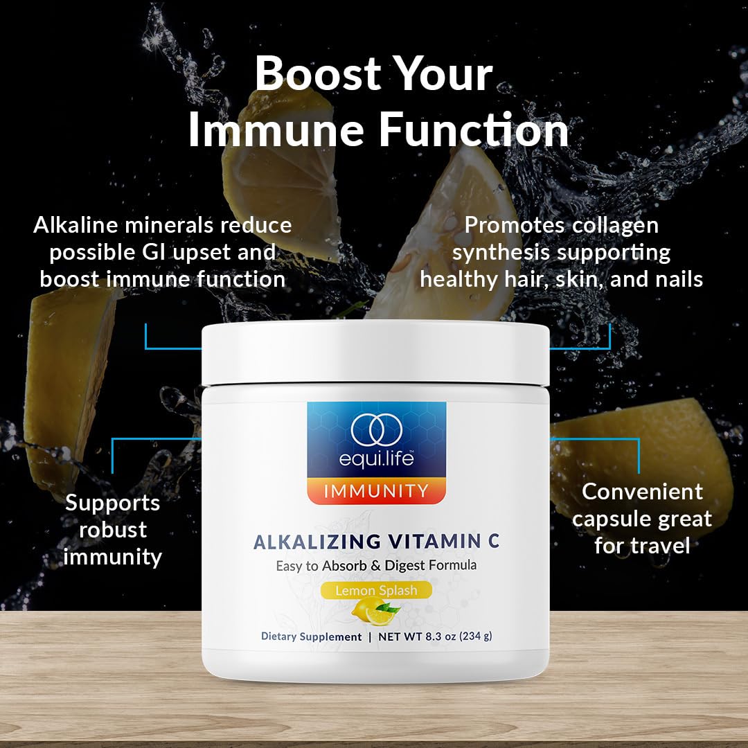 Equilife - Alkalizing Vitamin C, Immune Support Supplement, Potassium Magnesium Supplement, Rich in Calcium, May Help Boost Energy, Promotes Natural Moisture in Skin, Powdered,Easy-to-Use (8.3 oz)