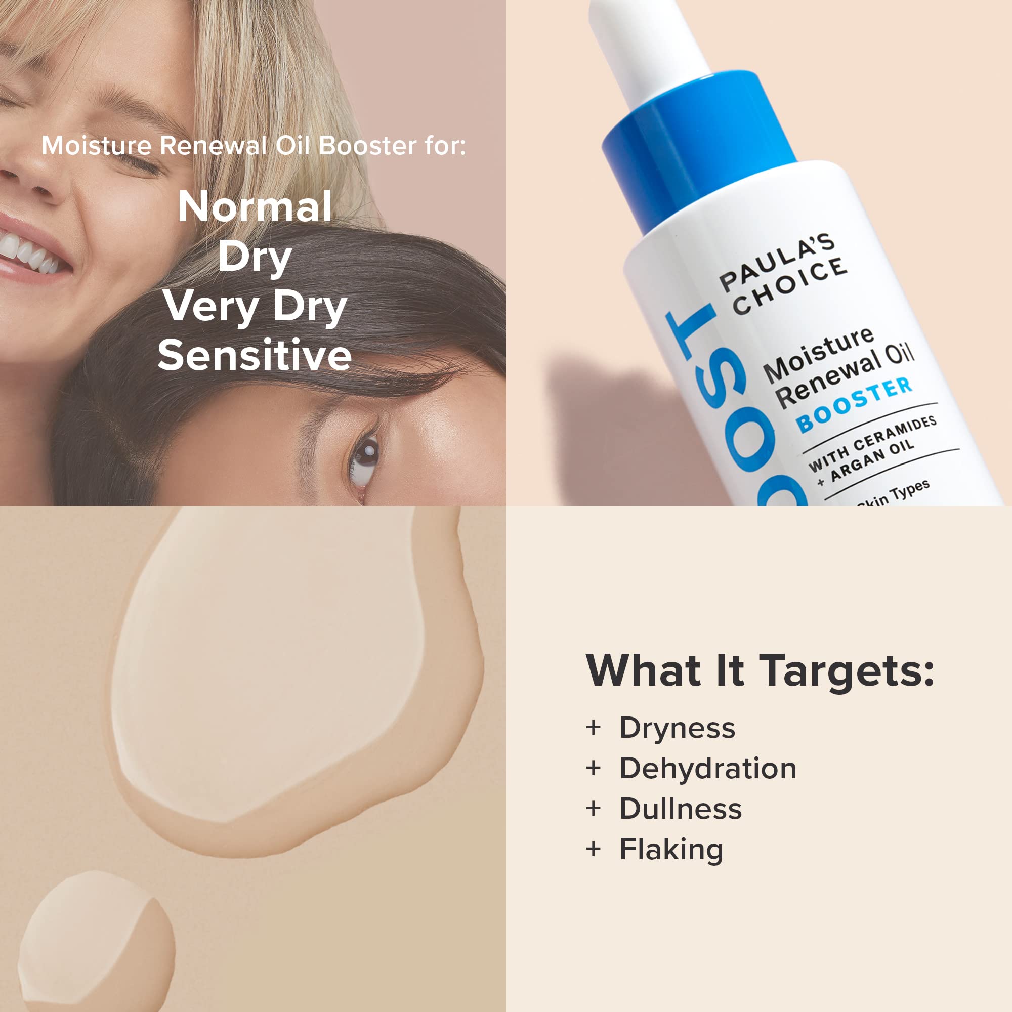 Paula's Choice BOOST Moisture Renewal Oil Booster, Ceramides & Argan Oil Serum for Redness Relief, Dry Skin, 0.67 Ounce