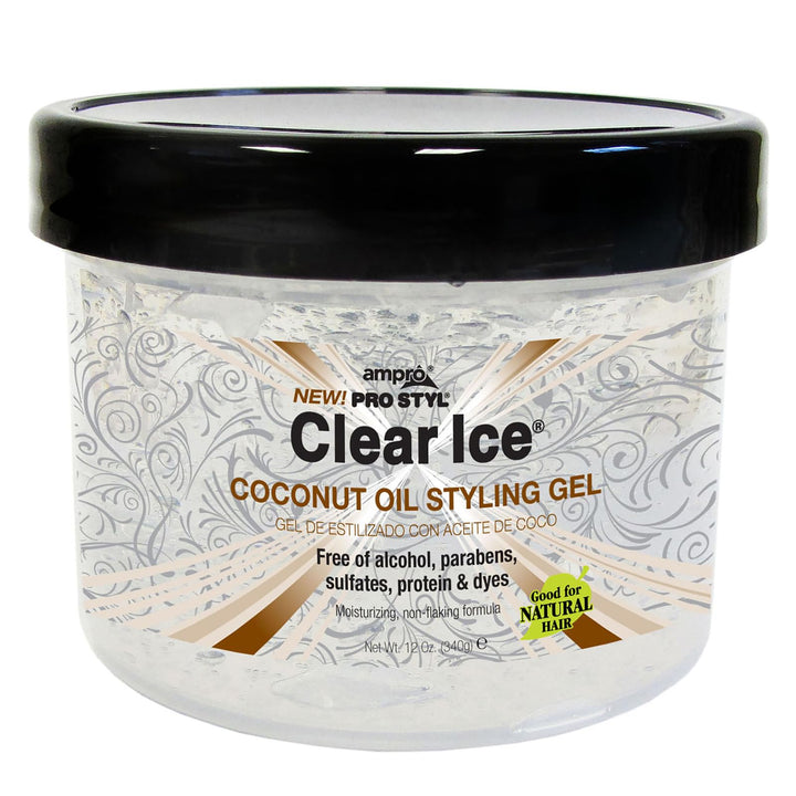 New Ampro Pro Styl Clear Ice Coconut Oil Hair Styling Gel Firm Hold 12 Oz.